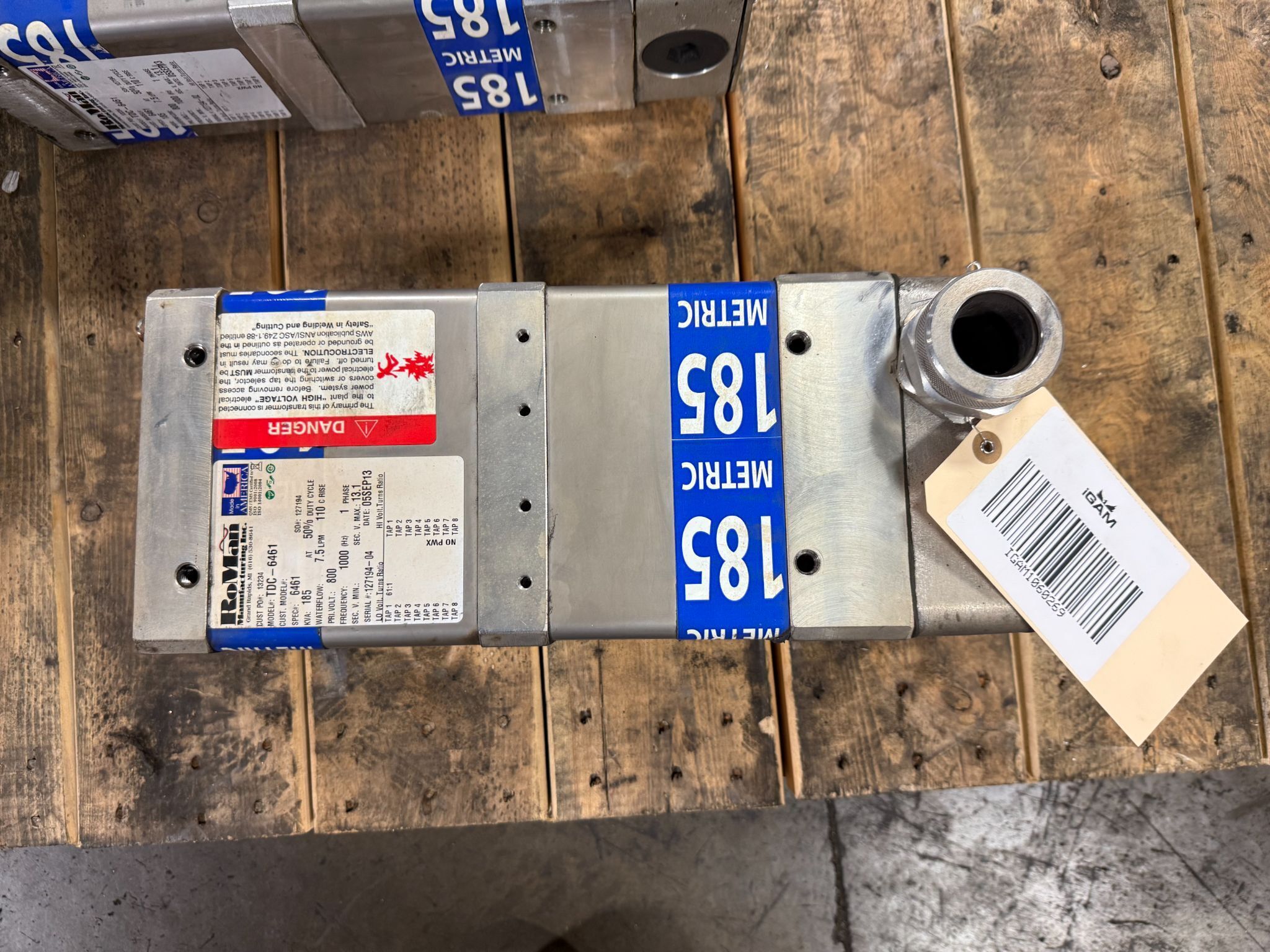 RoMan Manufacturing TDC-6461 185 KVA Welding Transformer 800V, 1-PH USED 0