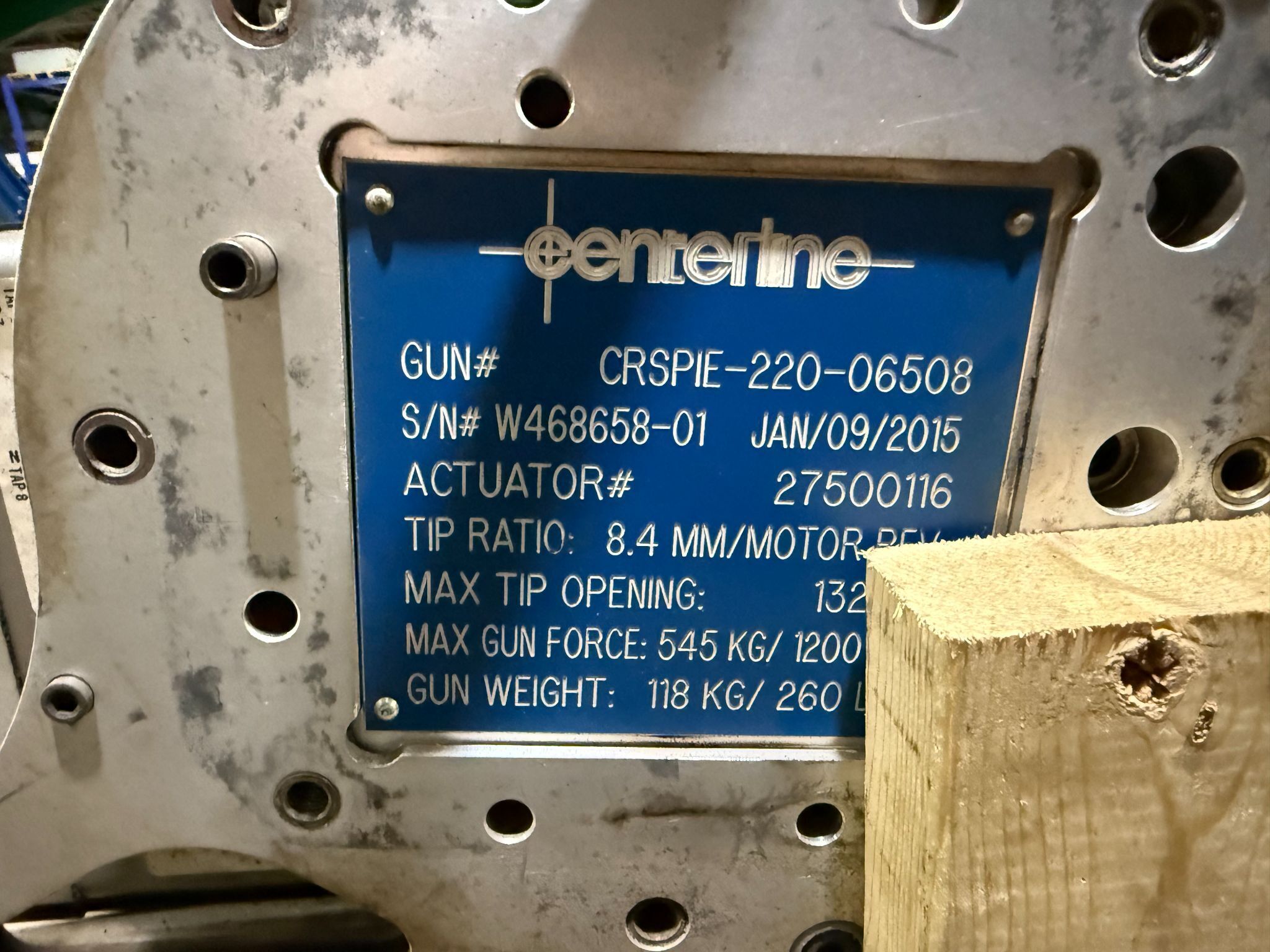 CENTERLINE CRSPIE-220-06508 Pinch-Type Weld Gun USED - Tested 1