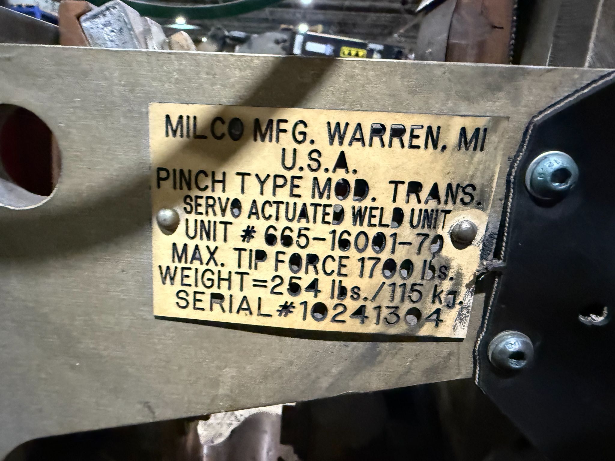 MILCO 665-16001-70 Pinch-Type Weld Gun USED - Tested 5