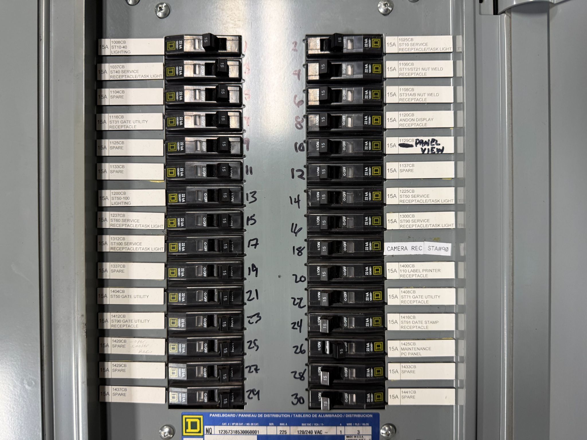 SQUARE D NC32SHR Breaker Panel w/ 30 (15 A) Fuse Slots USED 5