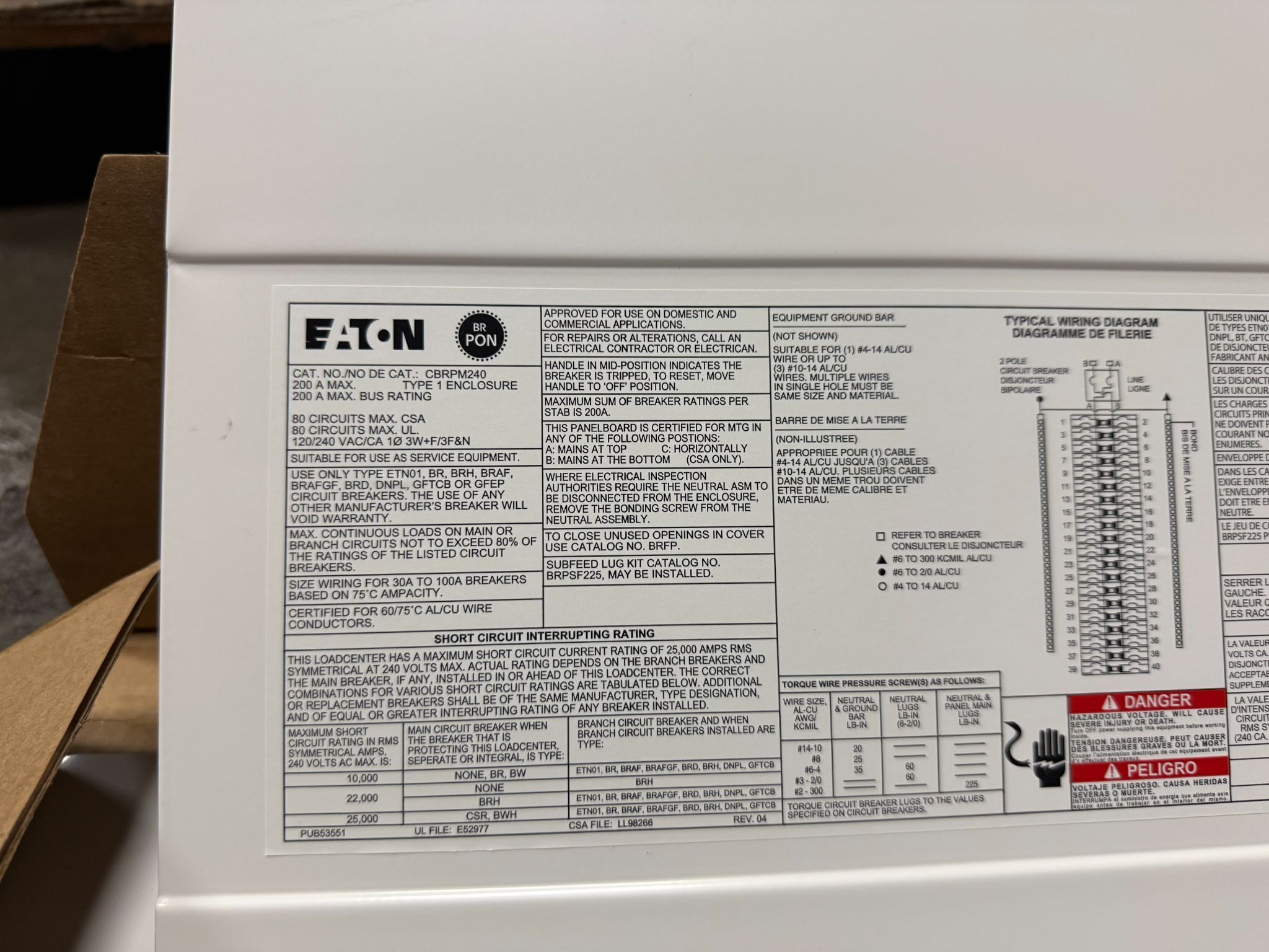 EATON CBRPM240 Circuit Breaker Enclosure NEW - Open Box 5