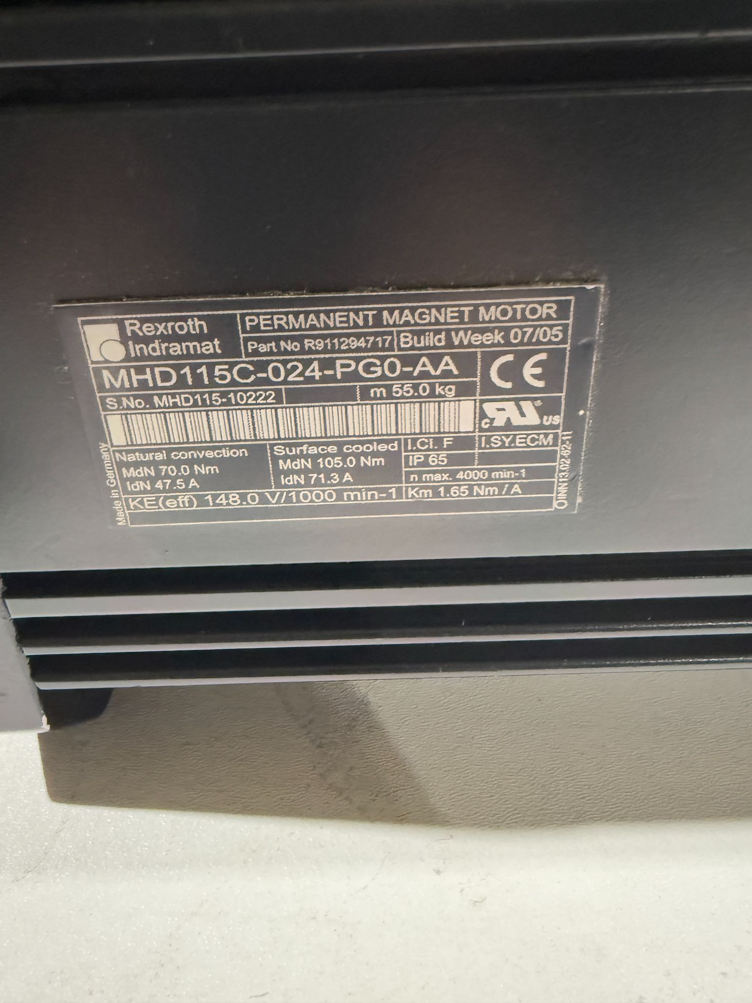 REXROTH INDRAMAT MHD115C-024-PG0-AA SERVO MOTORS USED 2