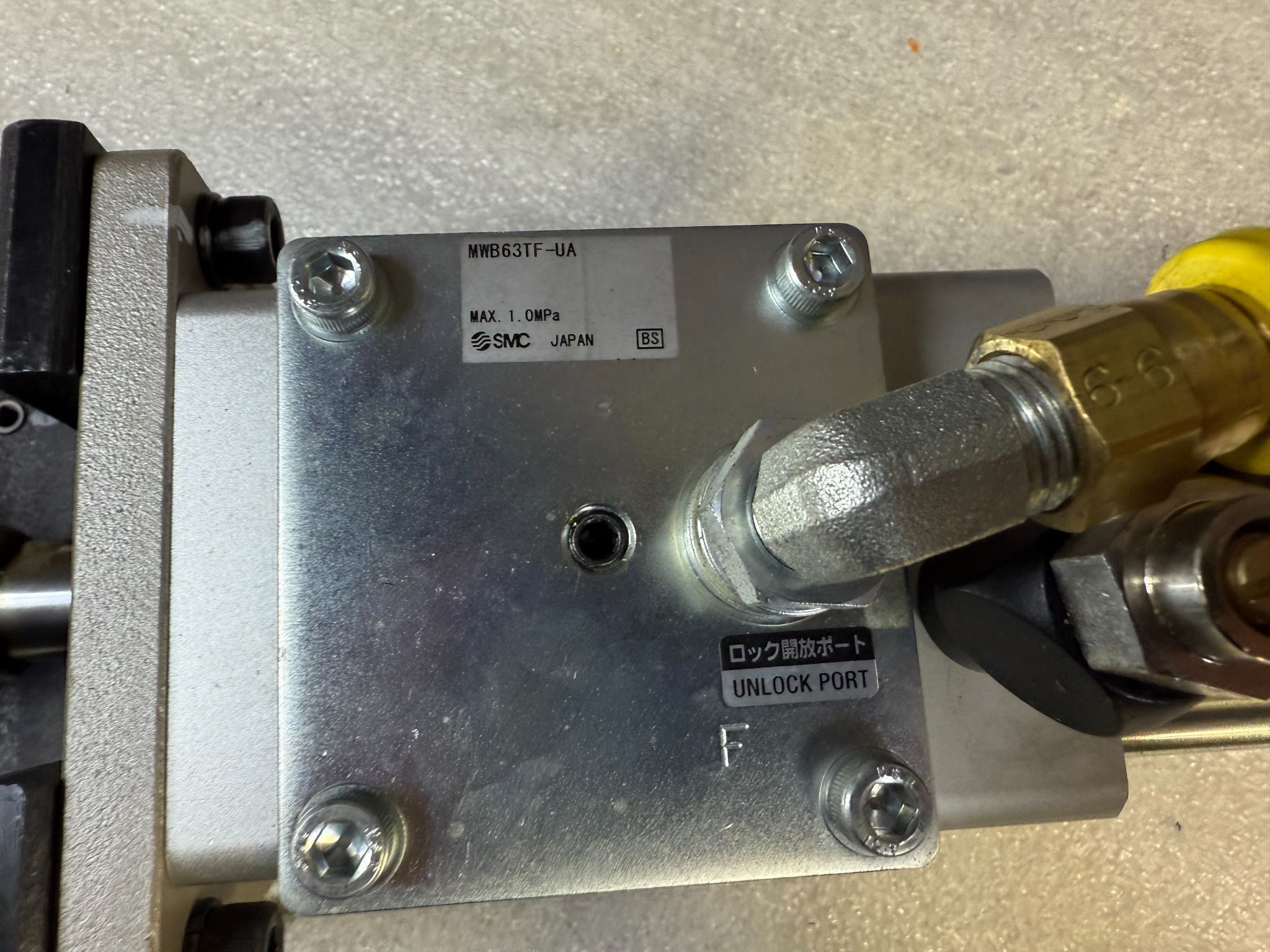 SMC C96NF63‑160C Pneumatic Cylinder w/ MWB63TF‑UA Lock‑Up Unit USED 2
