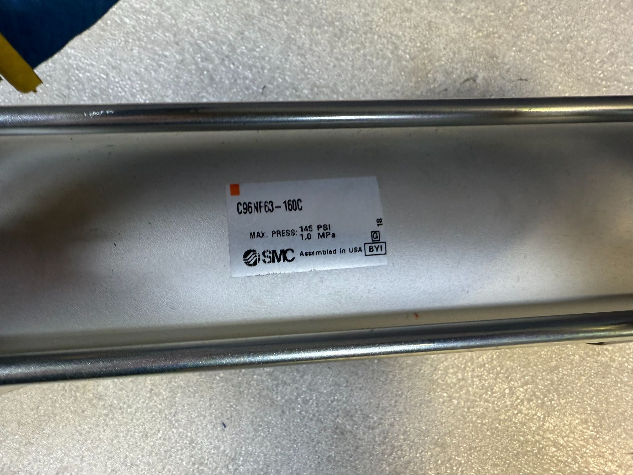 SMC C96NF63‑160C Pneumatic Cylinder w/ MWB63TF‑UA Lock‑Up Unit USED 3