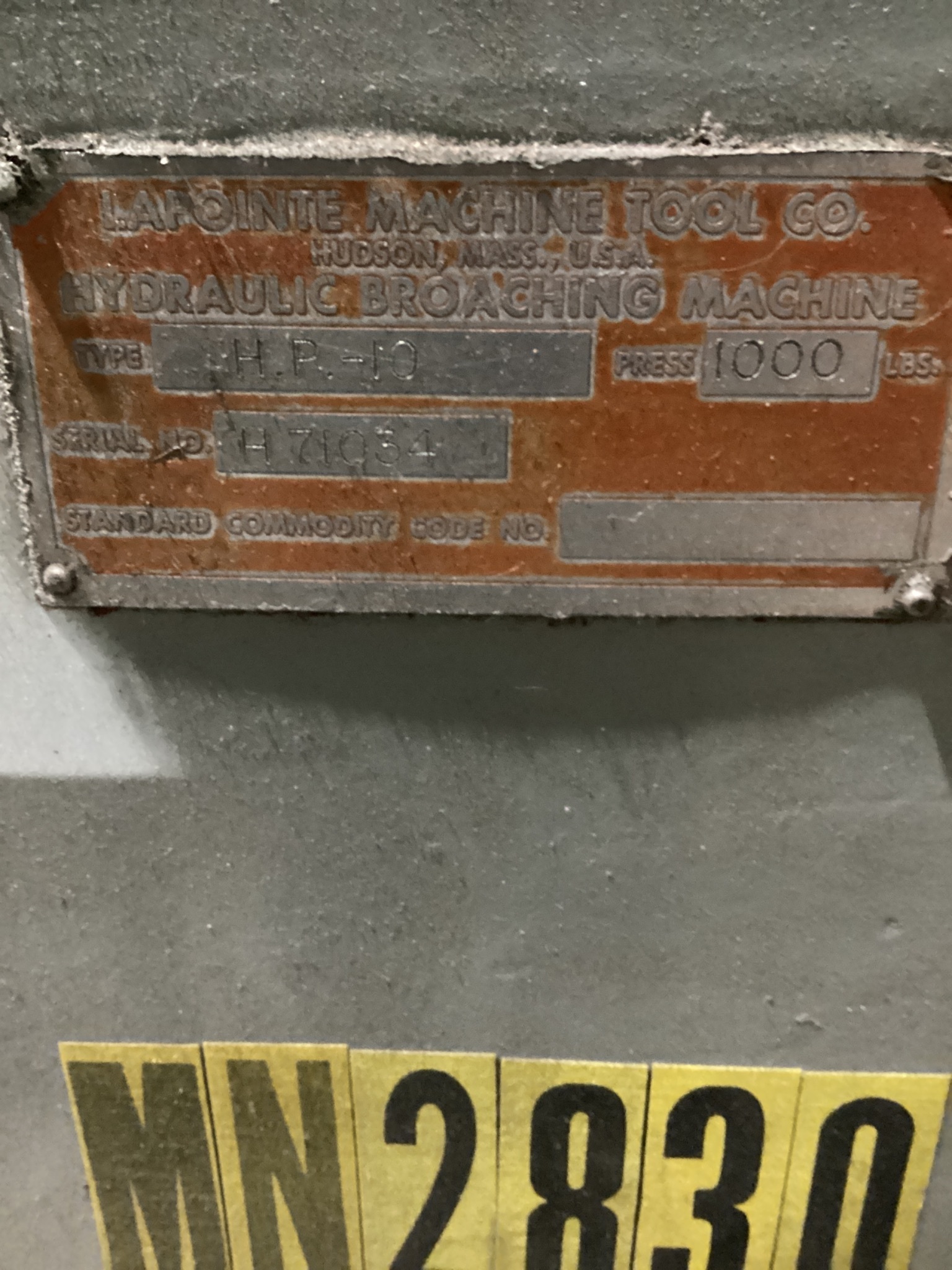 LAPOINTE HP-10 Hydraulic Broaching Machine USED 8
