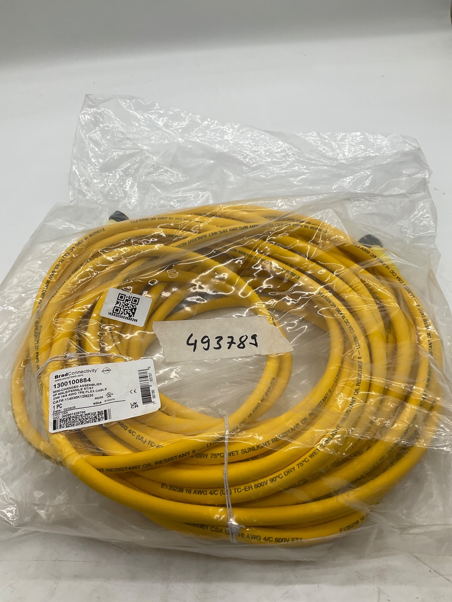 BRAD CONNECTIVITY 1300100884 Mini-Change Cordset 4-Pole 23M NEW 1