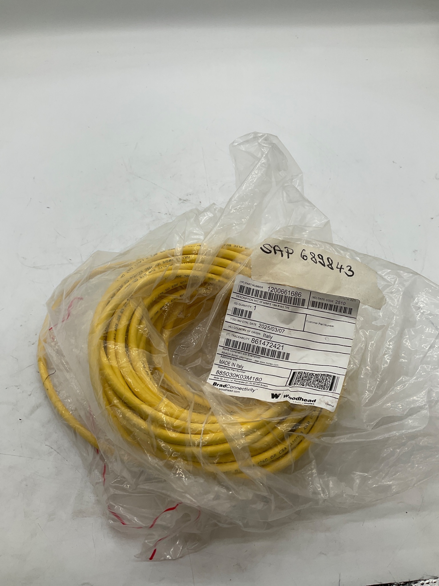 BRAD CONNECTIVITY 1200661686 Micro-Change Cordset 5-Pole 18M NEW 0