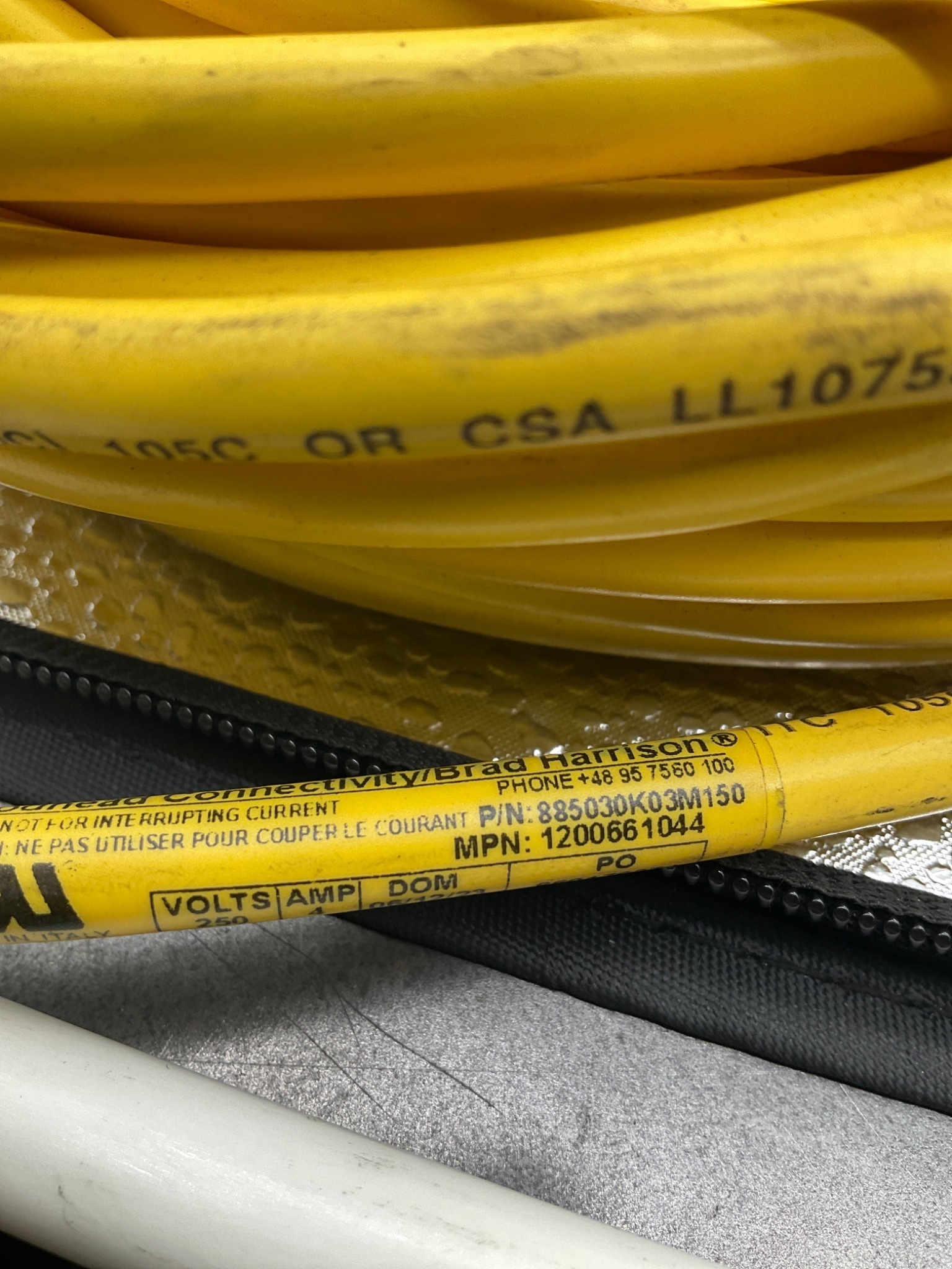 BRAD CONNECTIVITY 885030K03M150 Micro-Change Cordset 5-Pole 15M USED 2