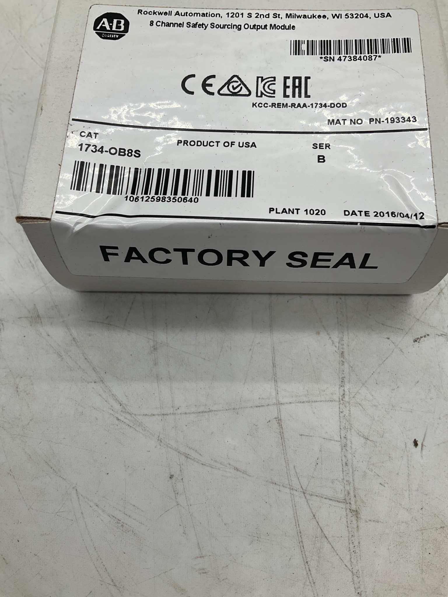 ALLEN-BRADLEY 1734-OB8S POINT I/O 8 Channel Safety Output Module NEW 1