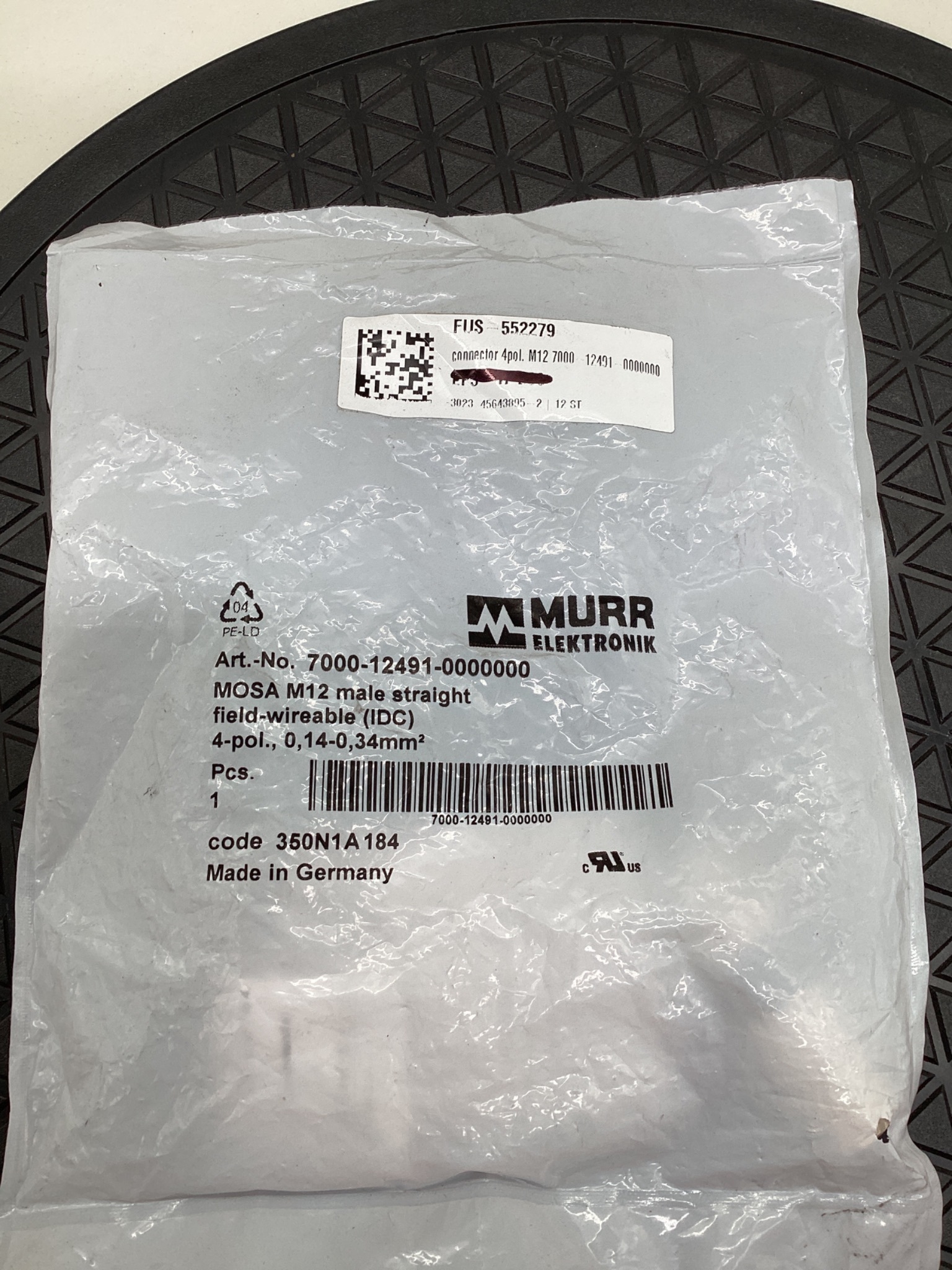 MURR ELEKTRONIK 7000-12491-0000000 MOSA M12 Male Connector 4-Pole NEW 1