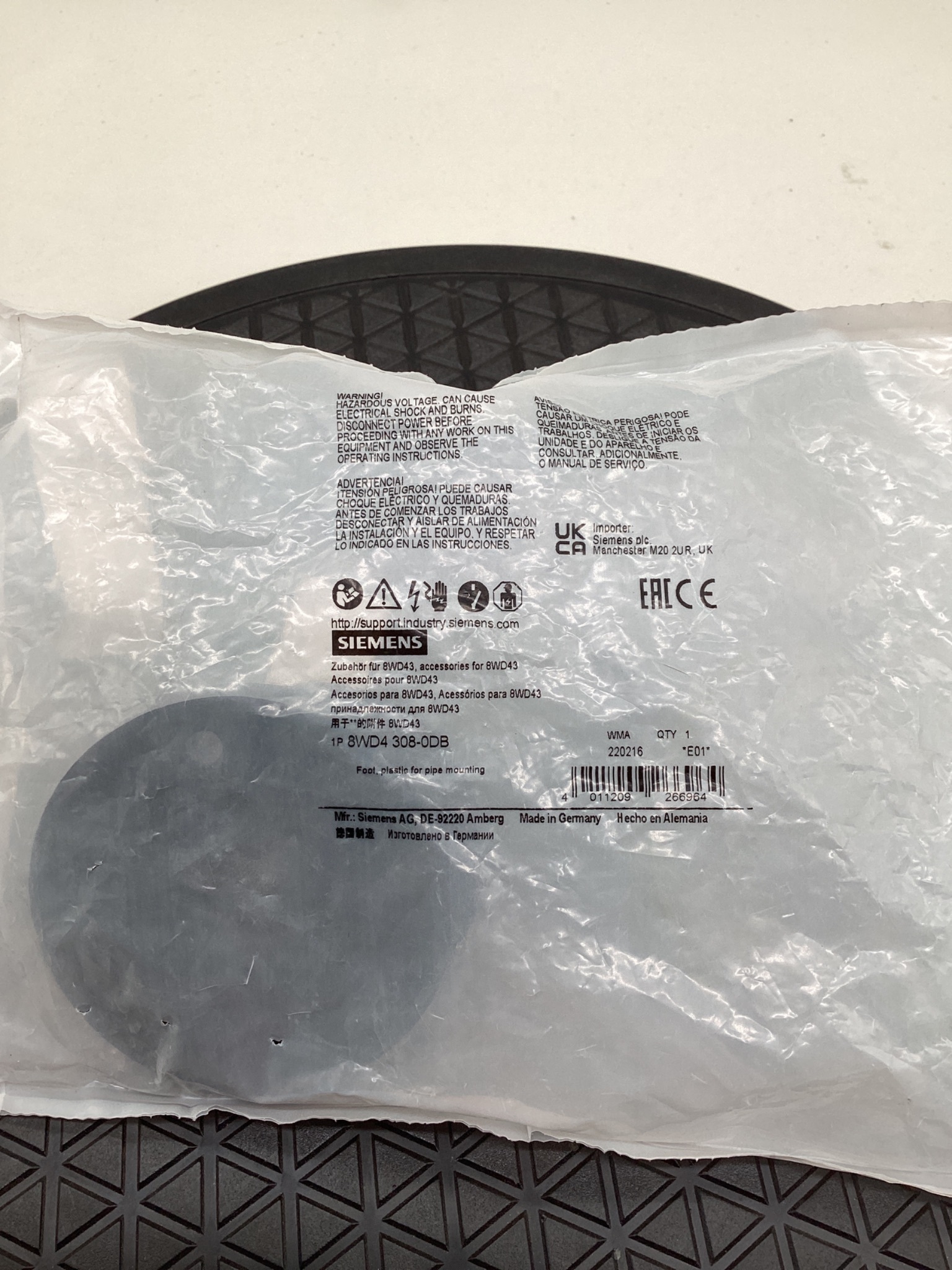 SIEMENS 8WD4308-0DB Pipe Mount Base NEW 1