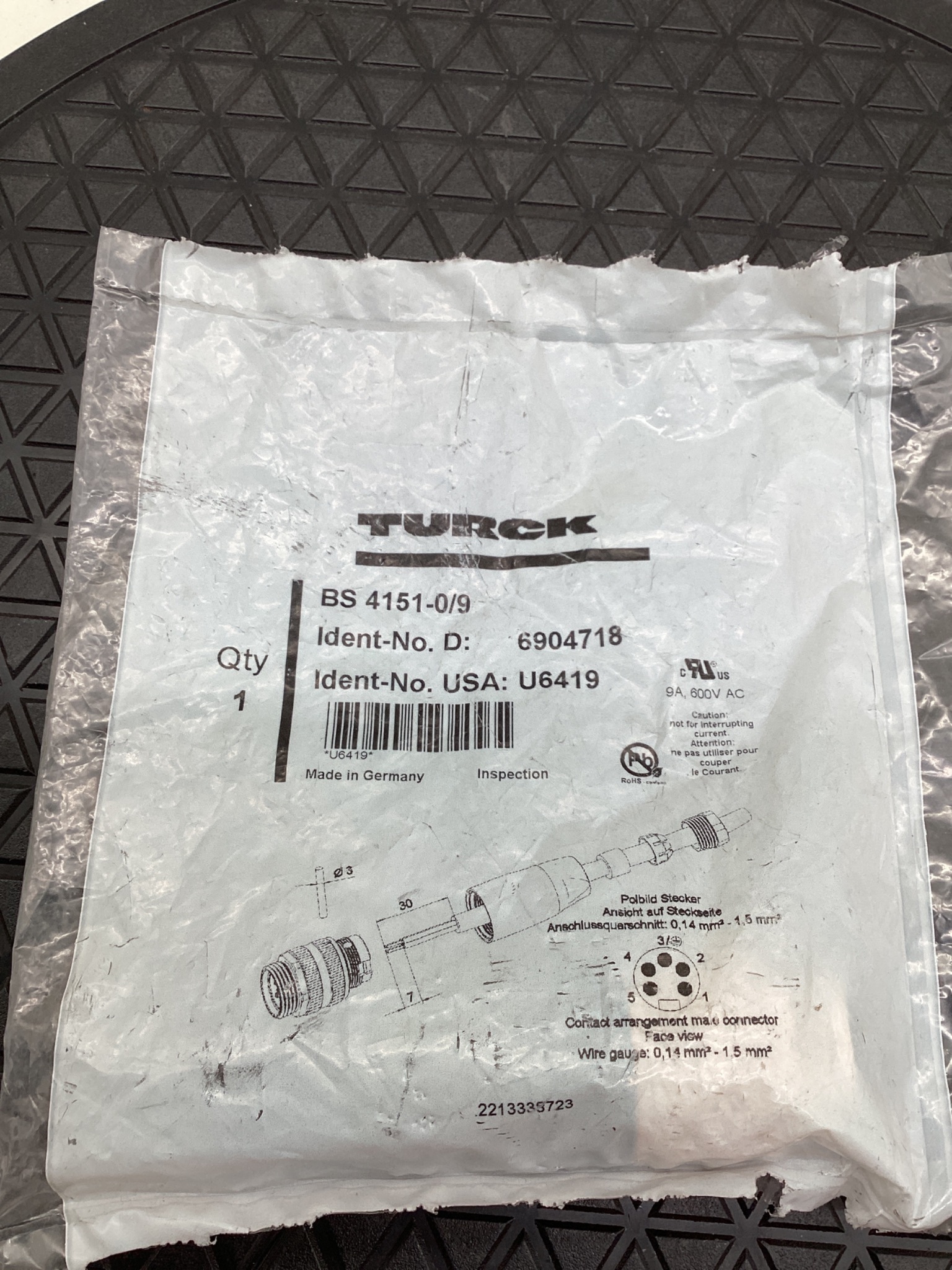 TURCK BS 4151-0/9 Field Wireable Connector 5-Pole Female NEW 1