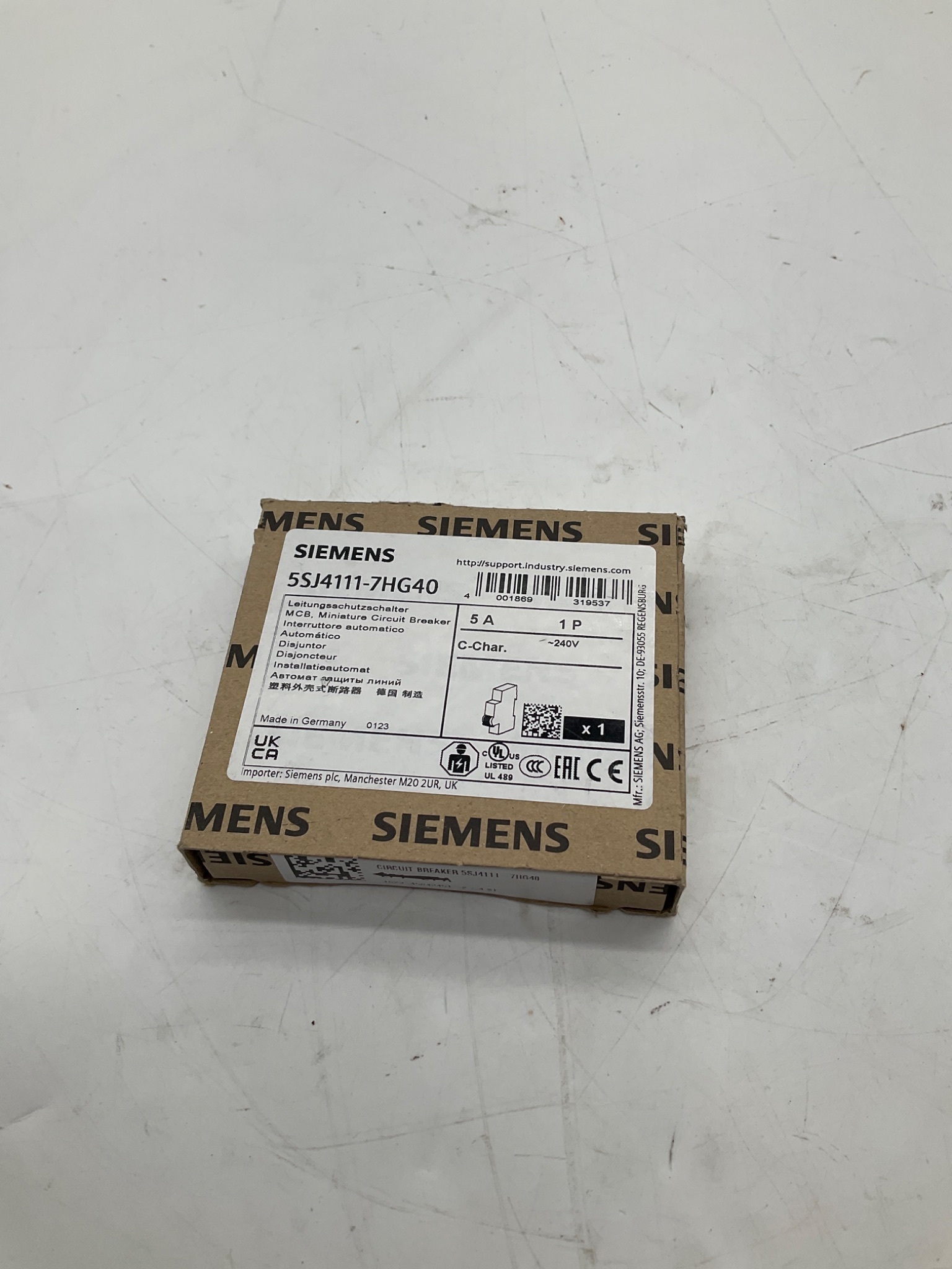 SIEMENS 5SJ4111-7HG40 Miniature Circuit Breaker 5A 1-Pole C-Curve NEW 0