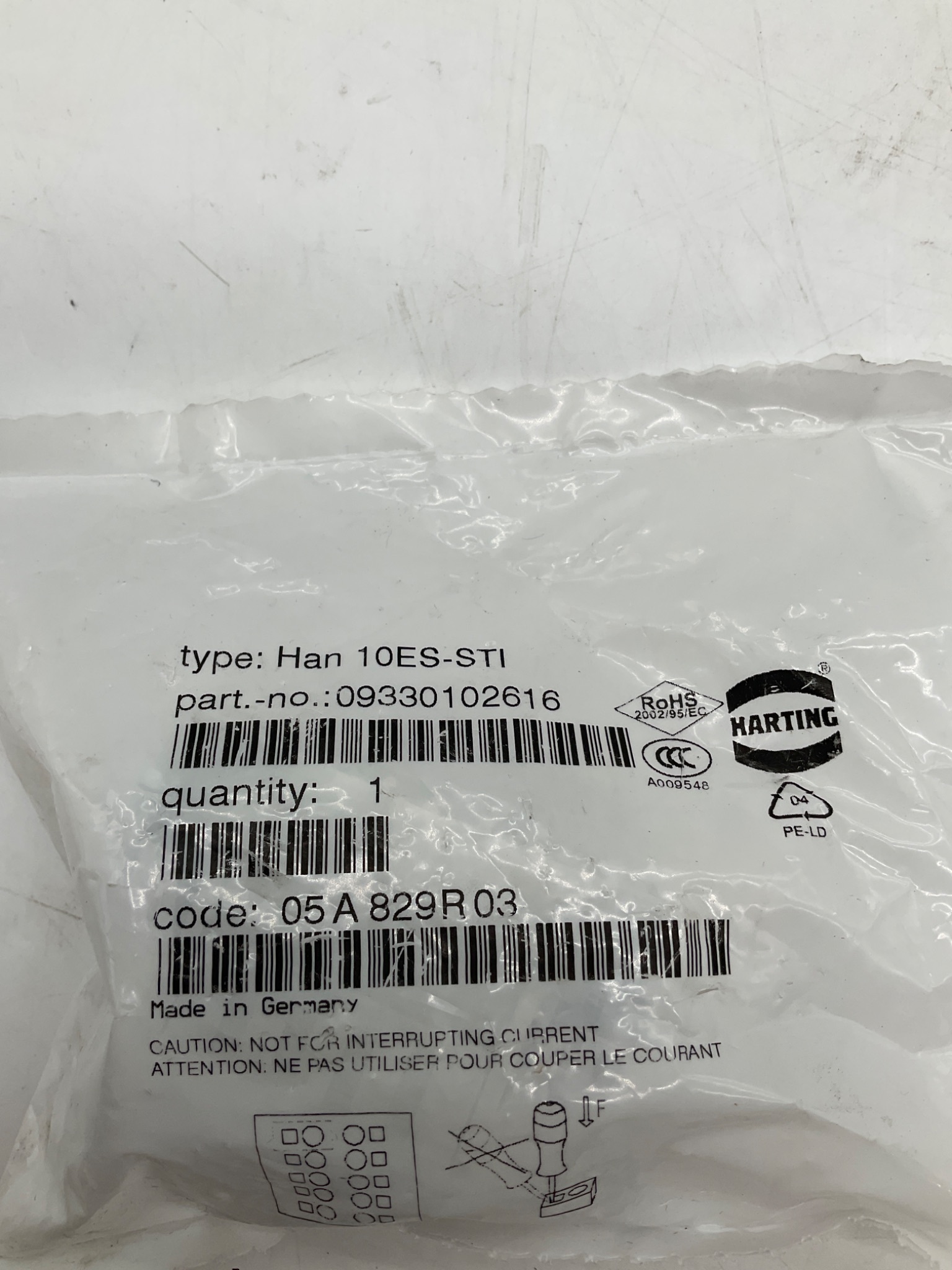 HARTING 09330102616 Han 10ES-STI Female Insert NEW 3