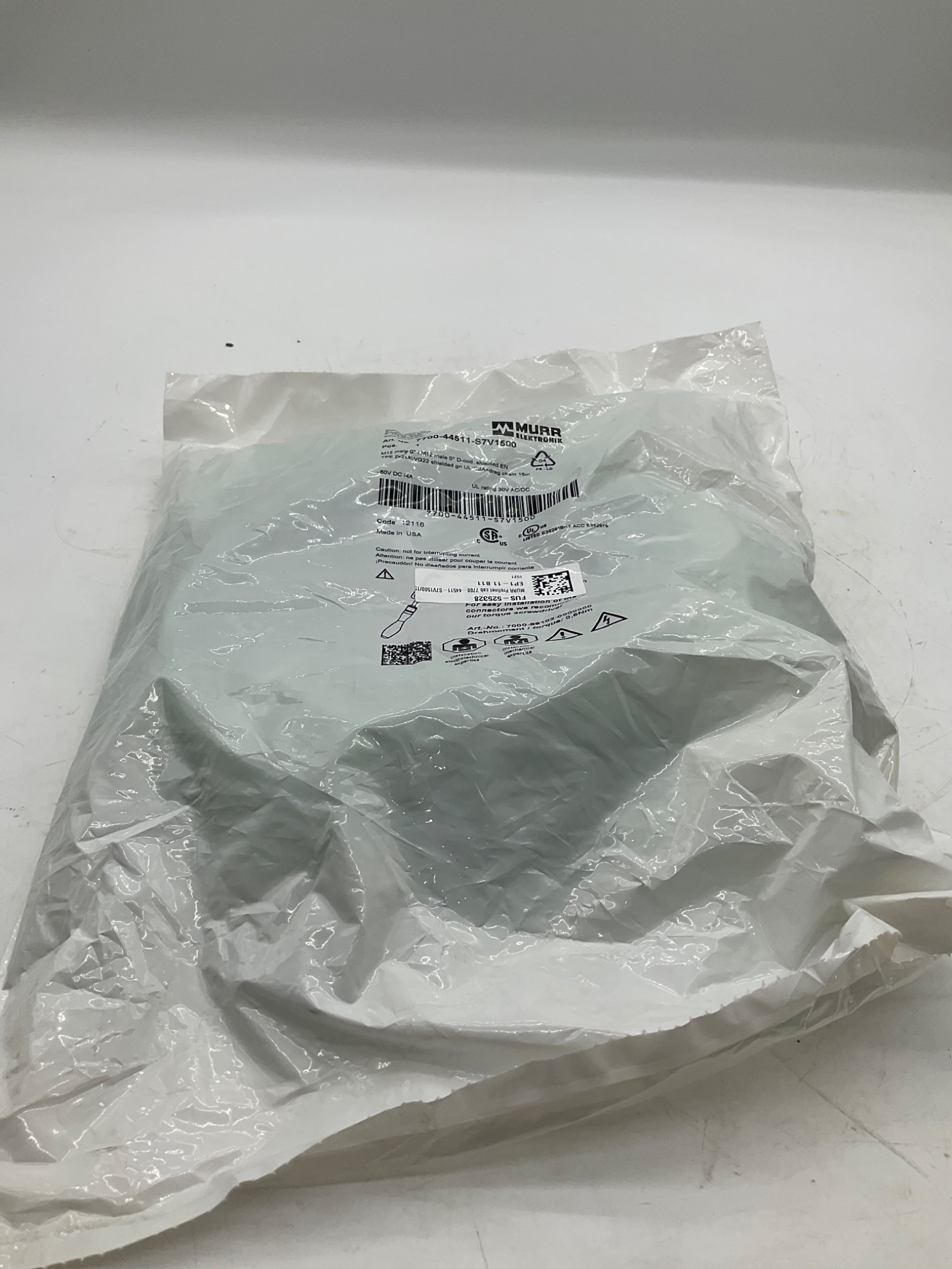 MURR ELEKTRONIK 7700-44511-S7V1500 PROFINET Cable M12 D-Coded 15M NEW 0
