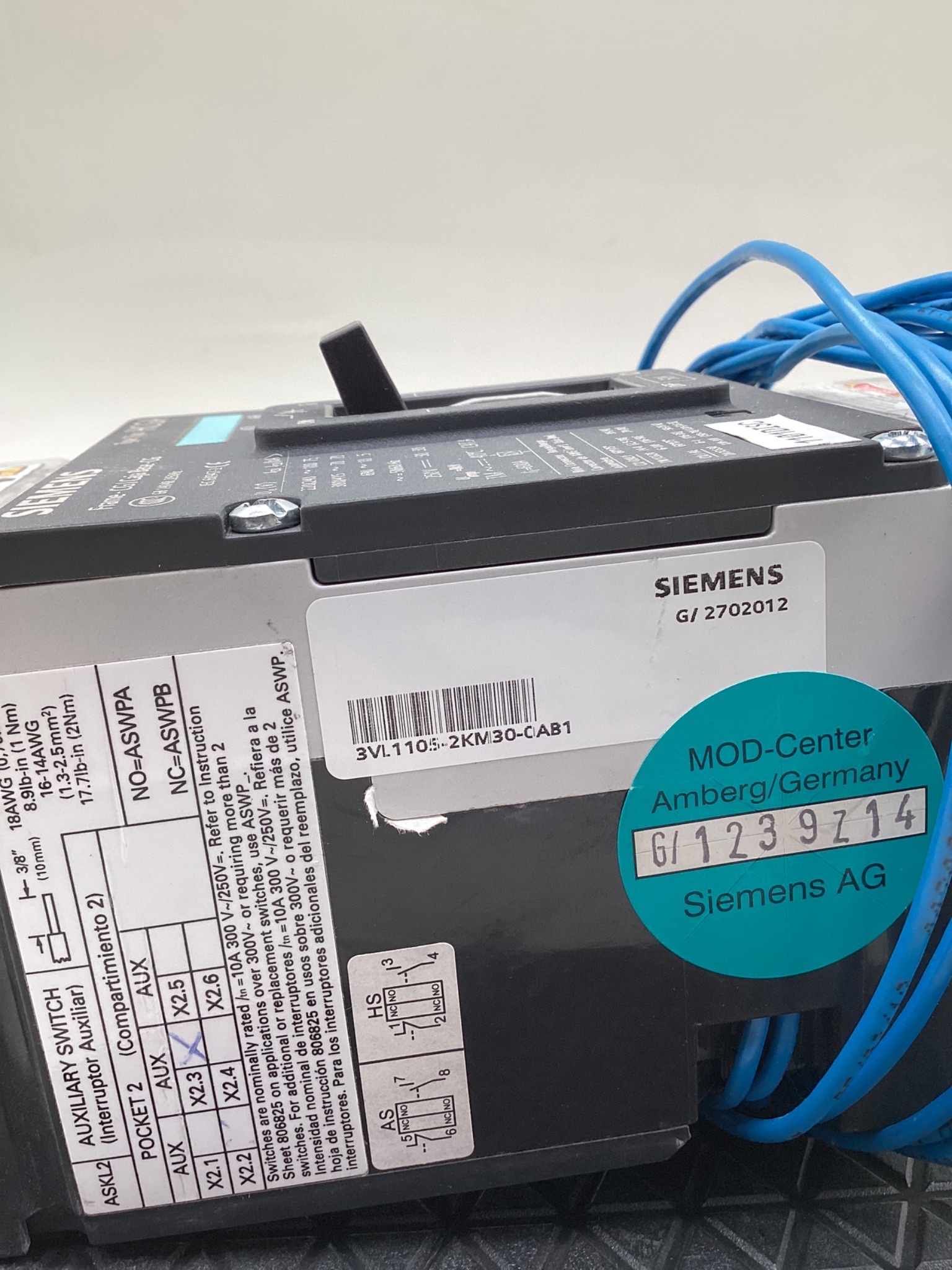 SIEMENS 3VL1105-2KM30-0AB1 SENTRON Molded Case Circuit Breaker 50A USED 1