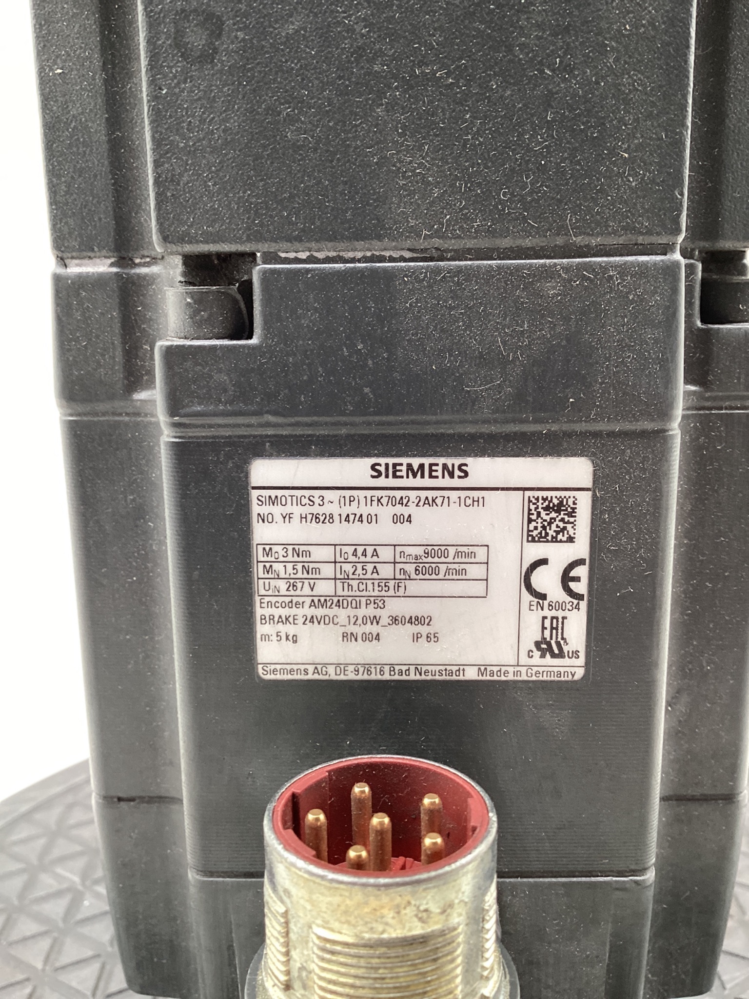 SIEMENS 1FK7042-2AK71-1CH1 SIMOTICS S Synchronous Servo Motor USED 1