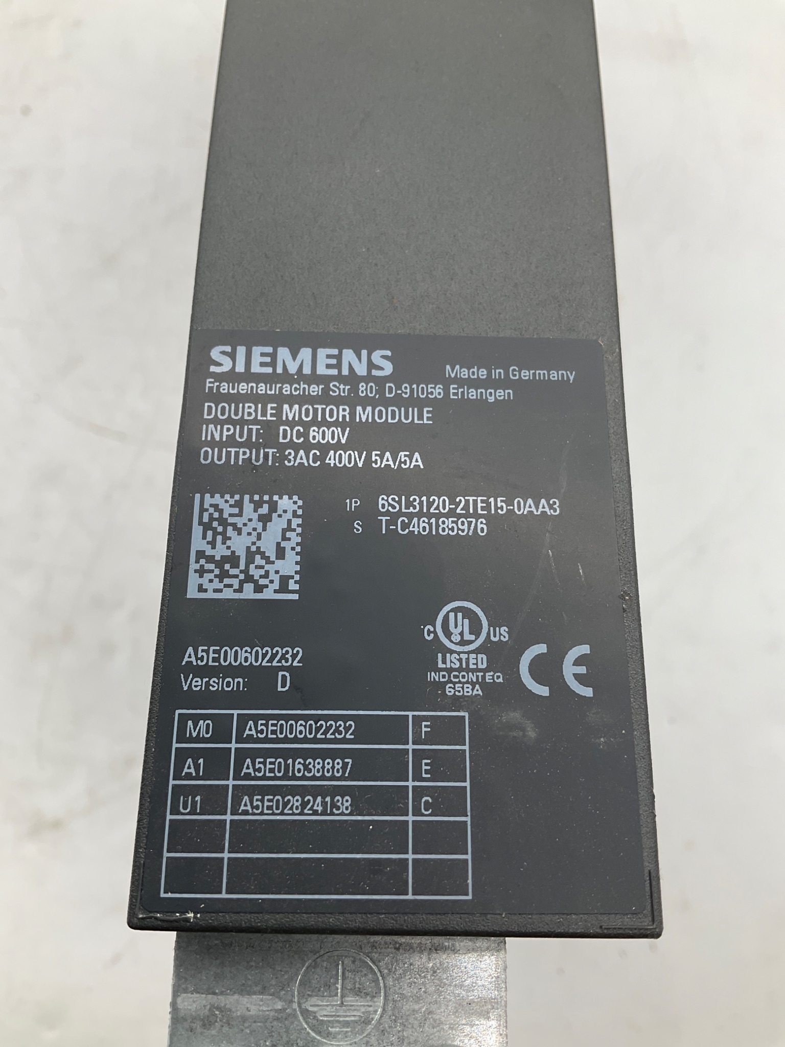 SIEMENS 6SL3120-2TE15-0AA3 SINAMICS Double Motor Module USED 5