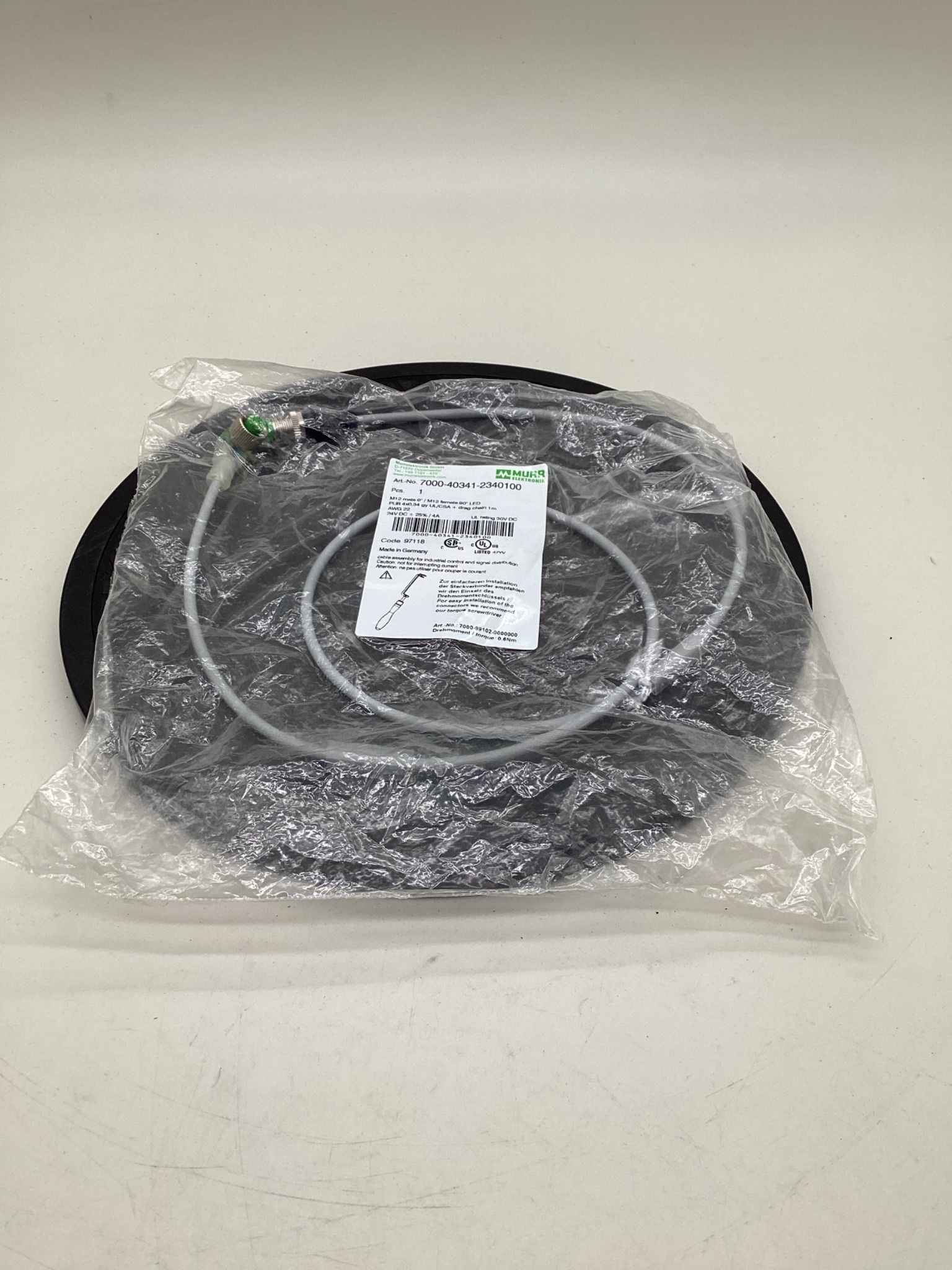 MURR ELEKTRONIK 7000-40341-2340100 M12 Male to M12 Female LED Cordset 1M NEW 0