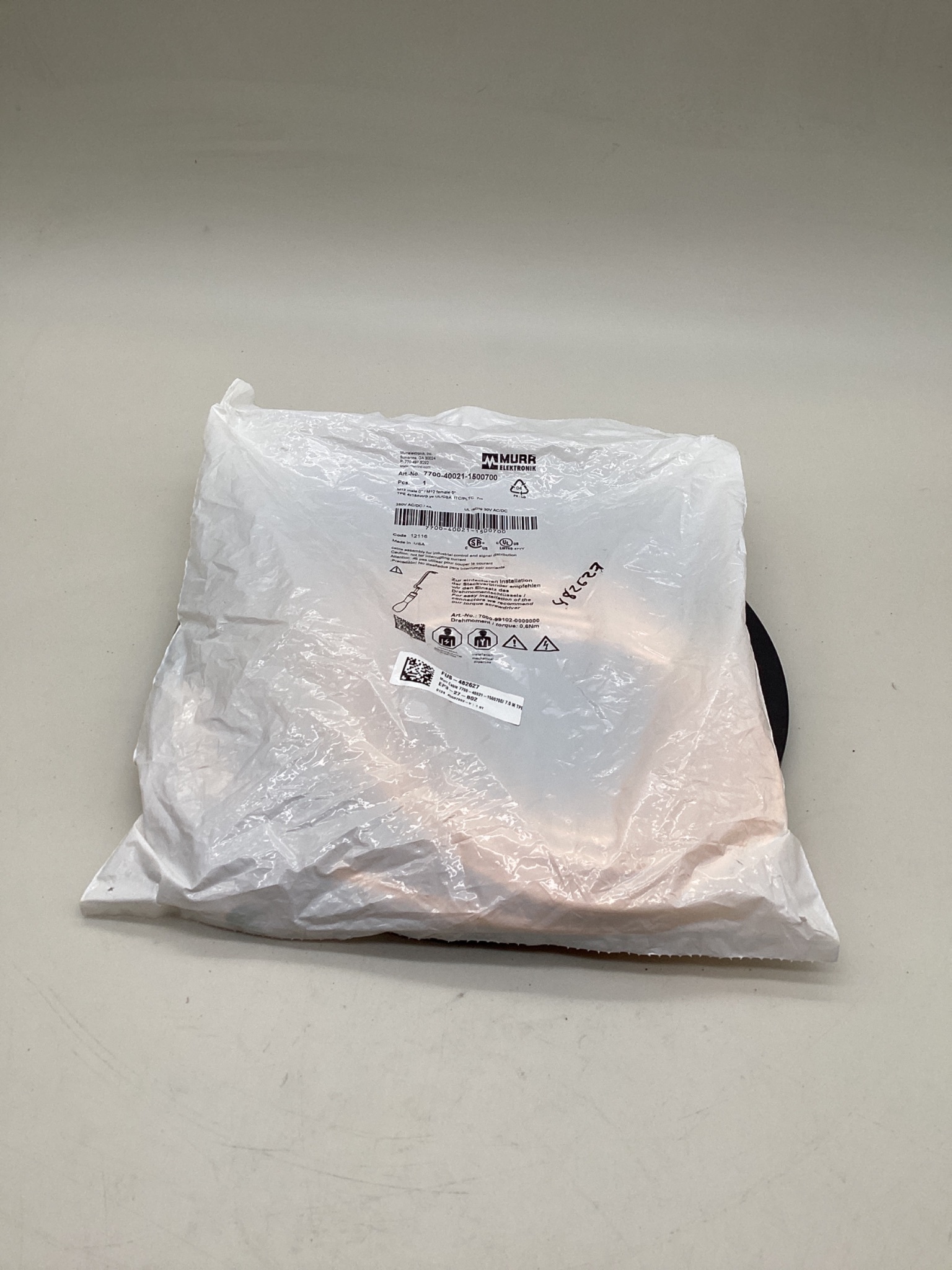 MURR ELEKTRONIK 7700-40021-1500700 M12 Male to M12 Female A-Coded Cordset 7M NEW 0
