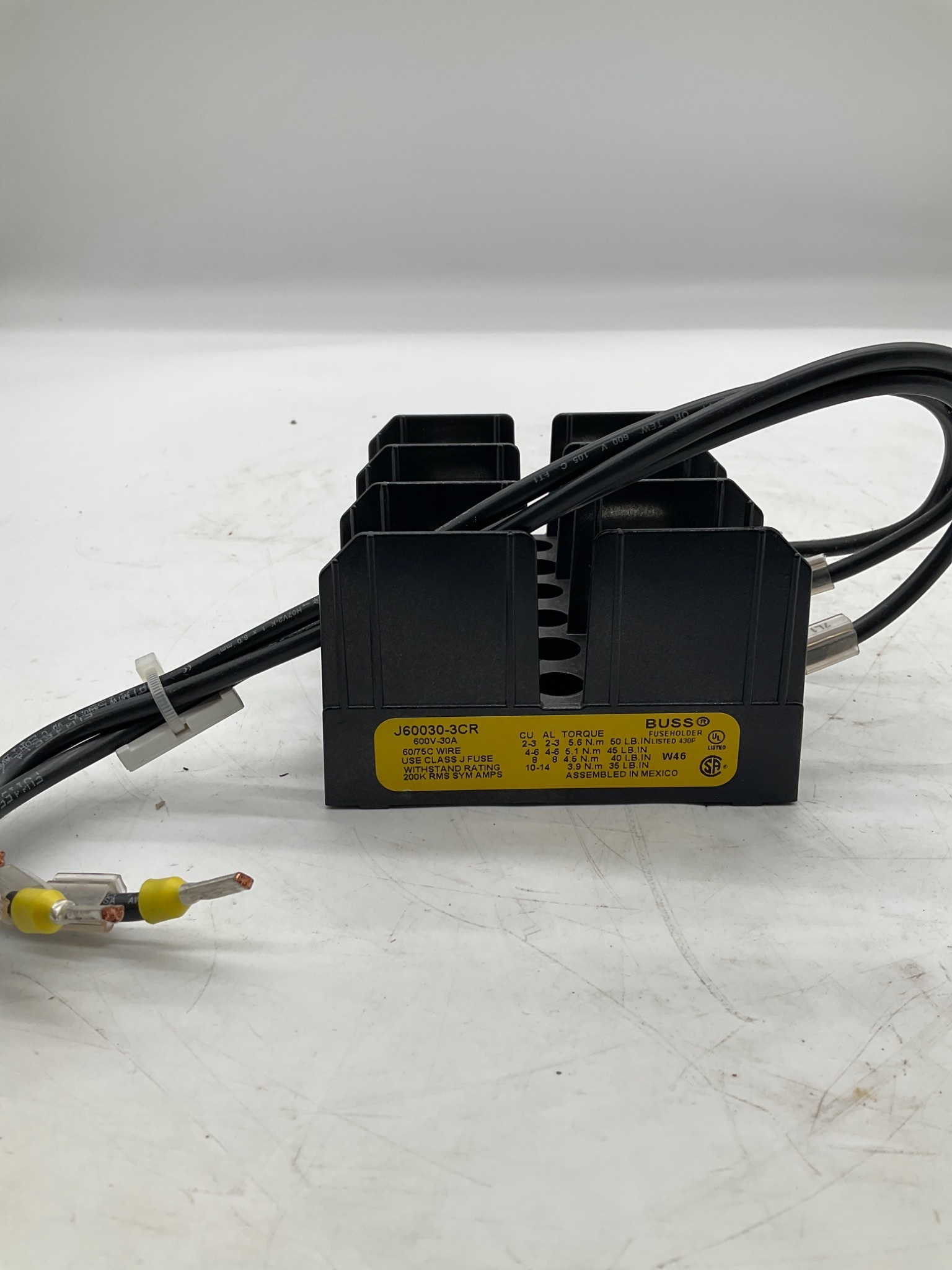 COOPER BUSSMANN J60030-3CR Class J Fuse Holder 30A 600V 3-Pole USED 1