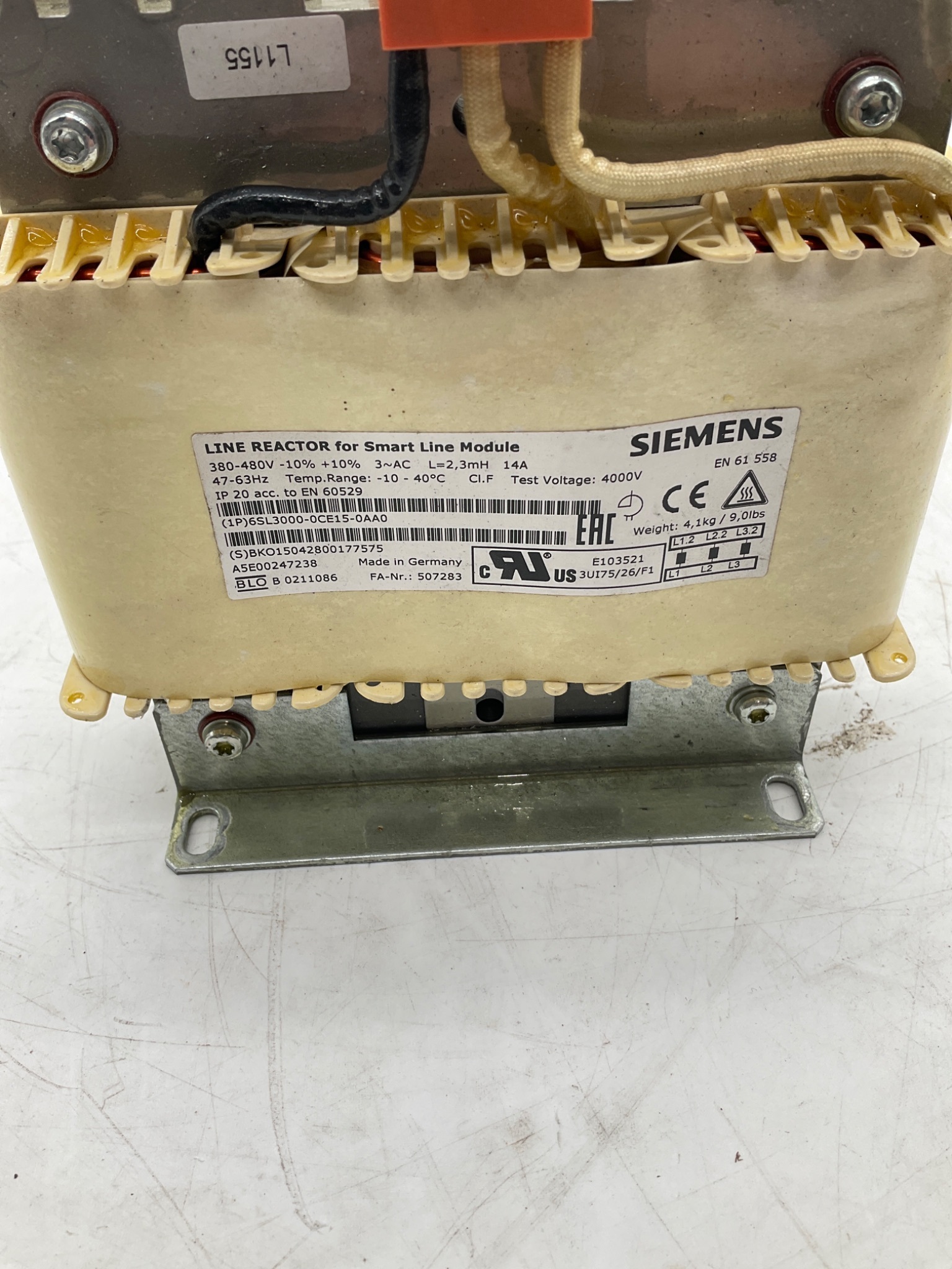 SIEMENS 6SL3000-0CE15-0AA0 Line Reactor For Smart Line Module 14A USED 1