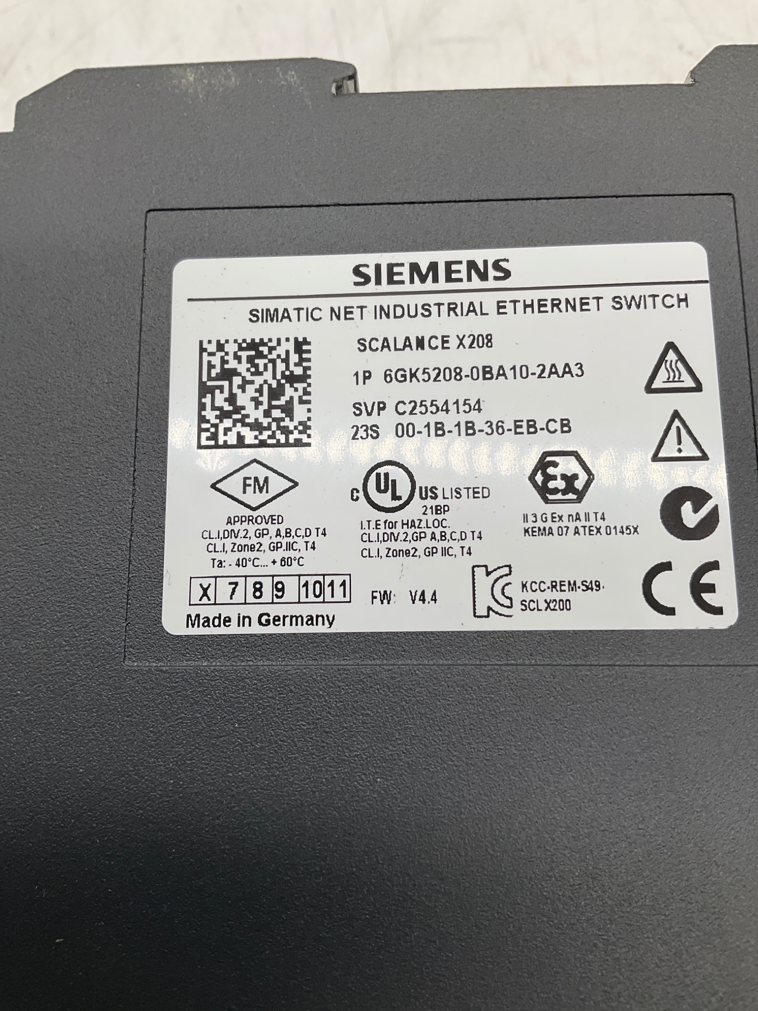 SIEMENS 6GK5208-0BA10-2AA3 SCALANCE X208 Industrial Ethernet Switch USED 4