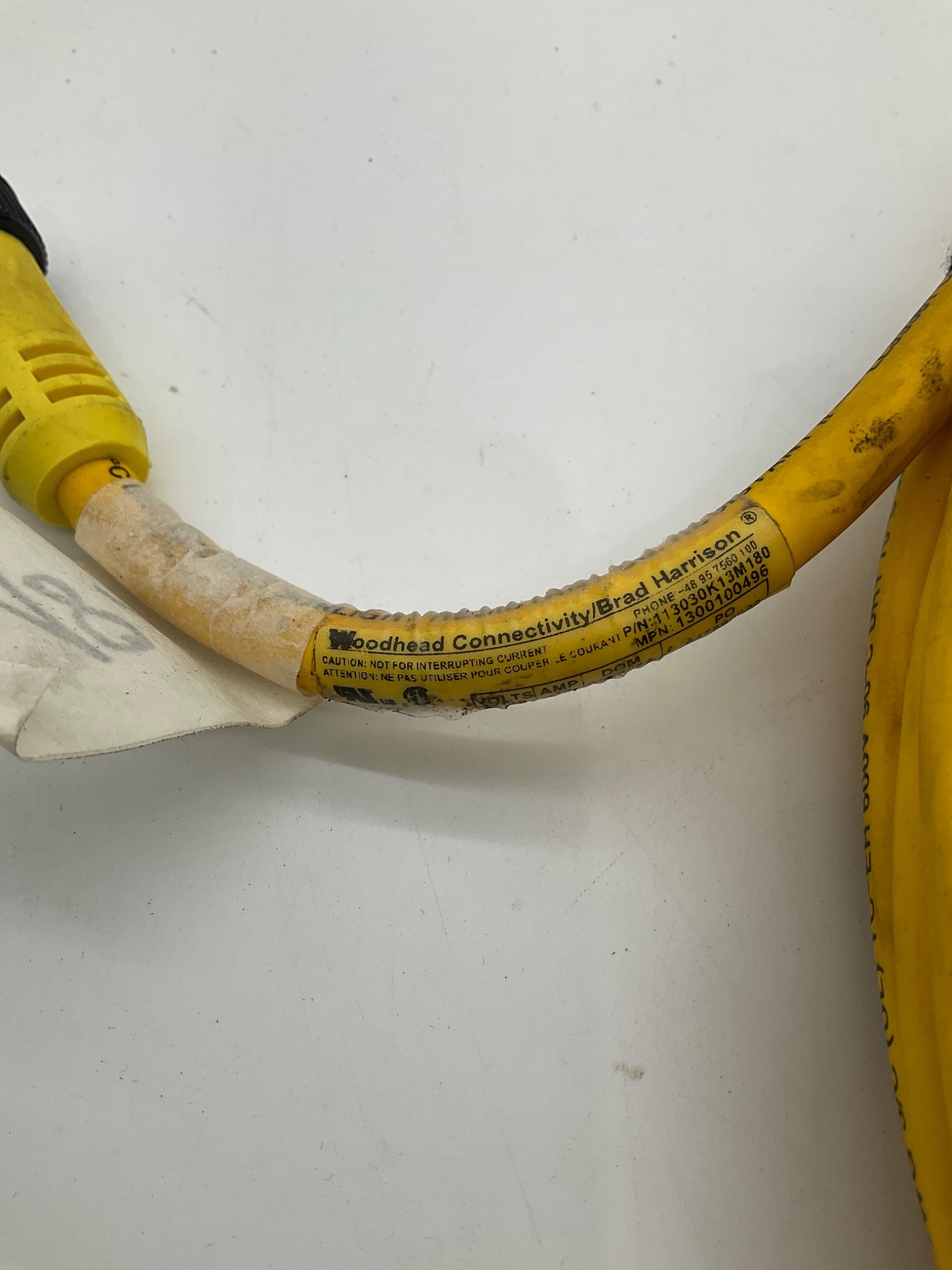 BRAD CONNECTIVITY 113030K13M180 Mini-Change 3-Pole Male/Female Cordset 18M USED 1