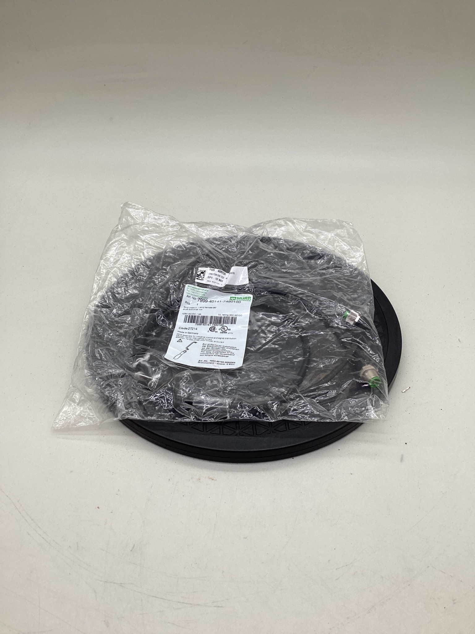 MURR ELEKTRONIK 7999-40141-7490100 M12 Male to M12 Female 90° Cordset 1M NEW 0