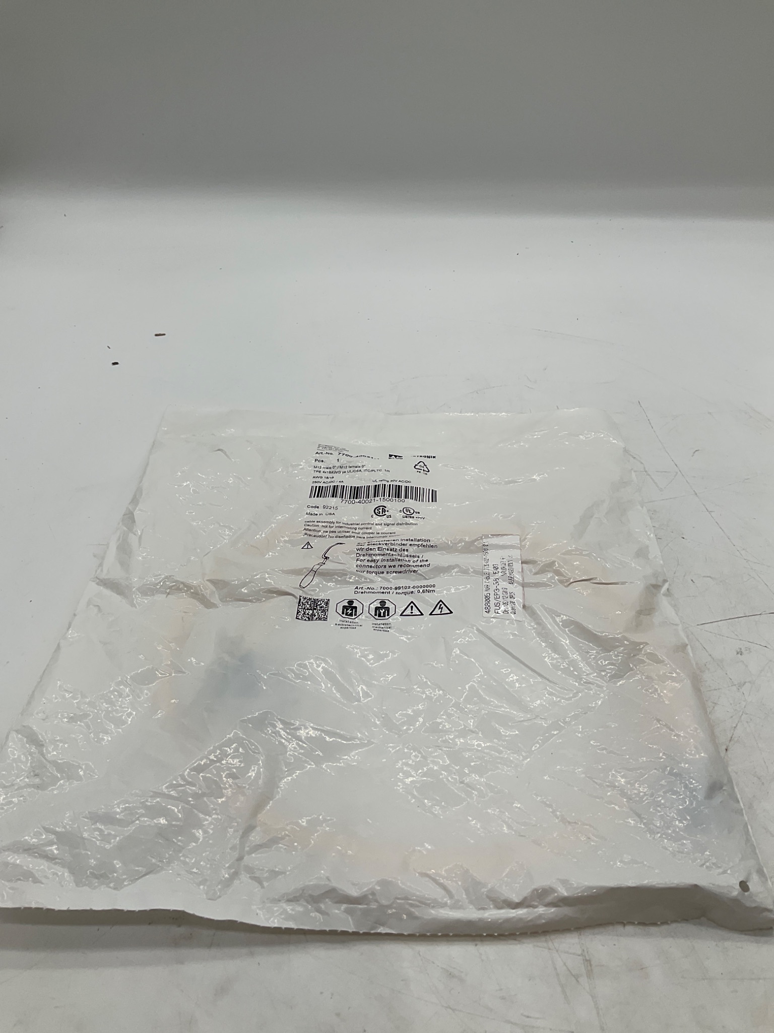 MURR ELEKTRONIK 7700-40021-1500100 M12 A-Coded Male/Female Cordset 1M NEW 1