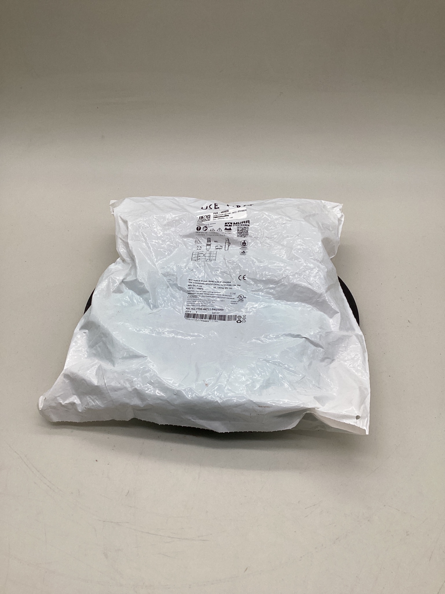 MURR ELEKTRONIK 7700-44711-S4U1000 M12 D-Coded to RJ45 Ethernet Cordset 10M NEW 0