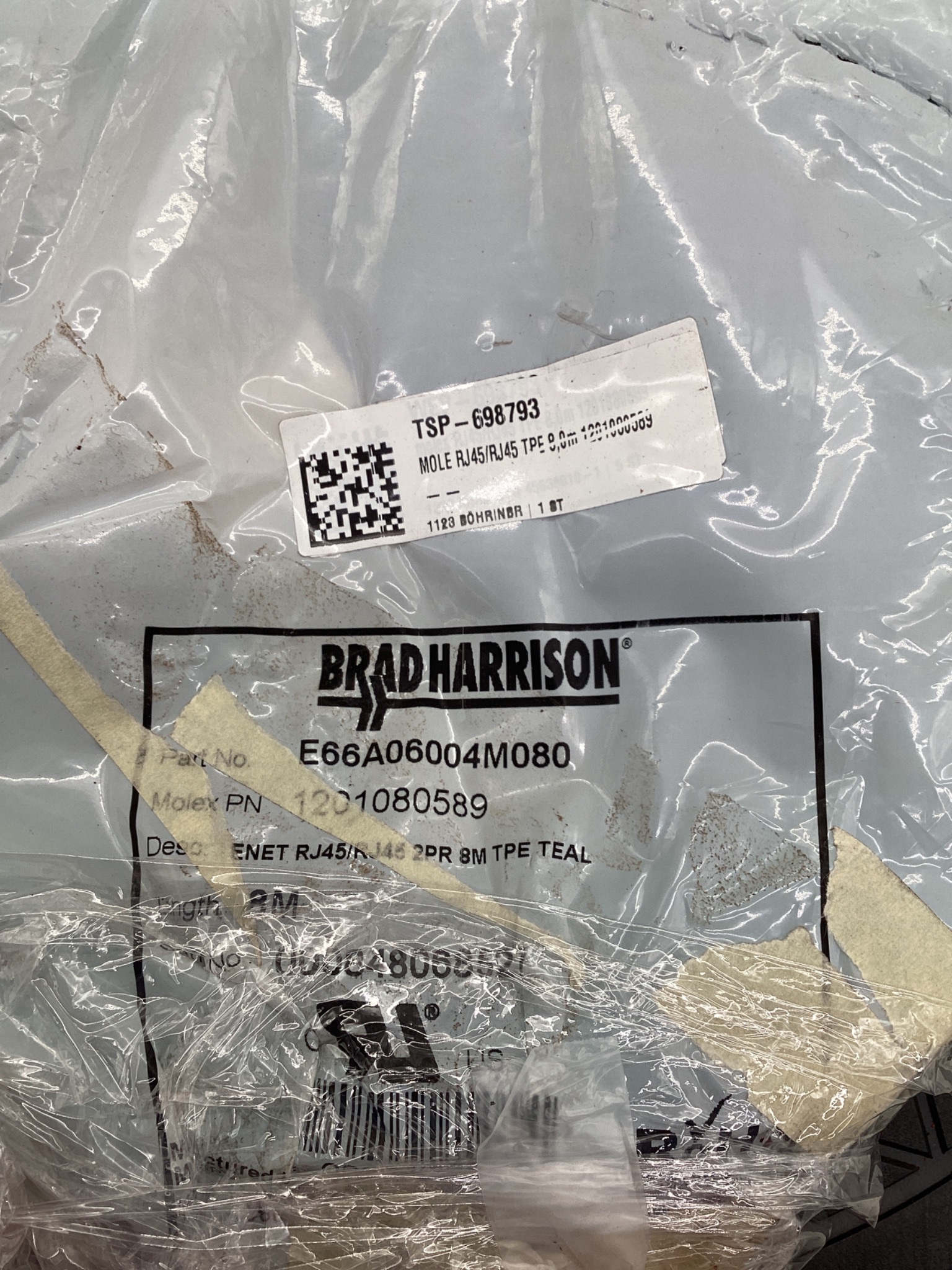 BRAD HARRISON E66A06004M080 Industrial Ethernet RJ45 Cordset 8M NEW 1