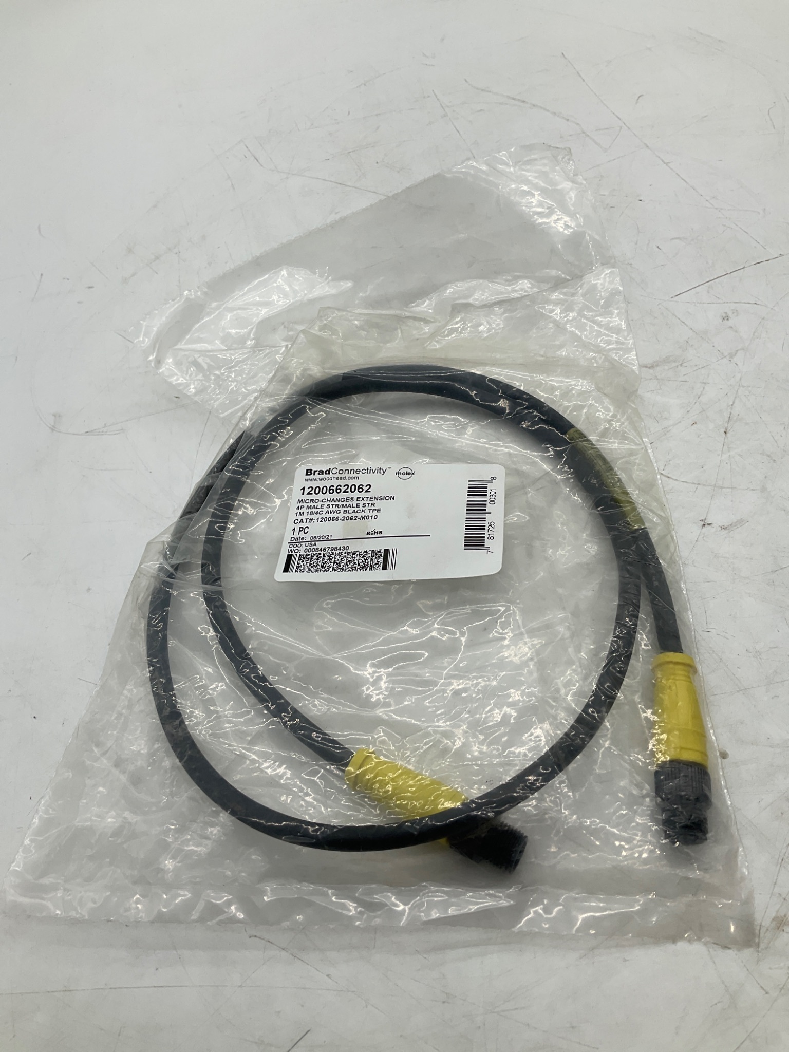 BRAD CONNECTIVITY 1200662062 Micro-Change Extension 4-Pole Male/Male Cordset 1M NEW 1