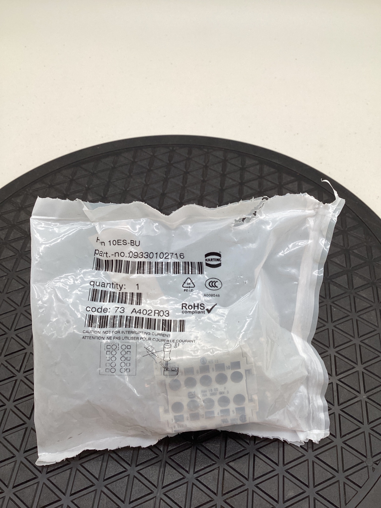 HARTING 09330102716 Han 10ES-BU Female Insert 10 Position NEW 1