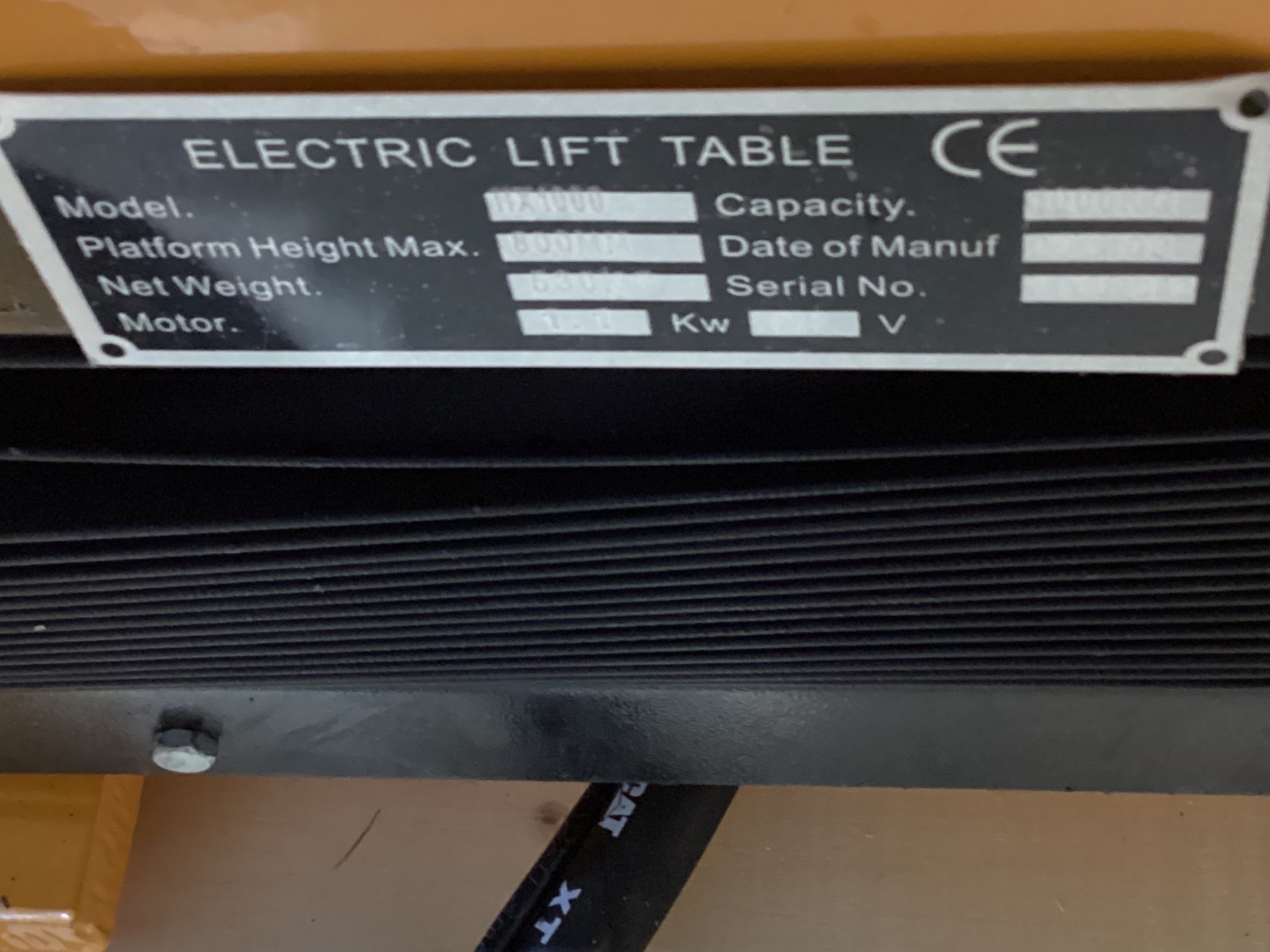 Wuxi Liford HX1000 Electric Lift Table NEW 4
