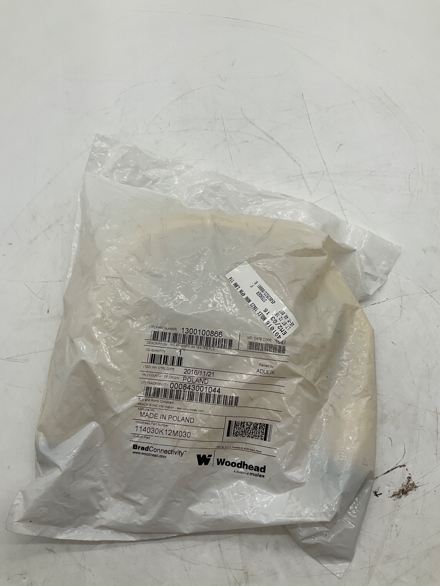Brad Connectivity 1300100866 Mini-Change 4 Pole Male/Female Cordset 3M NEW 0