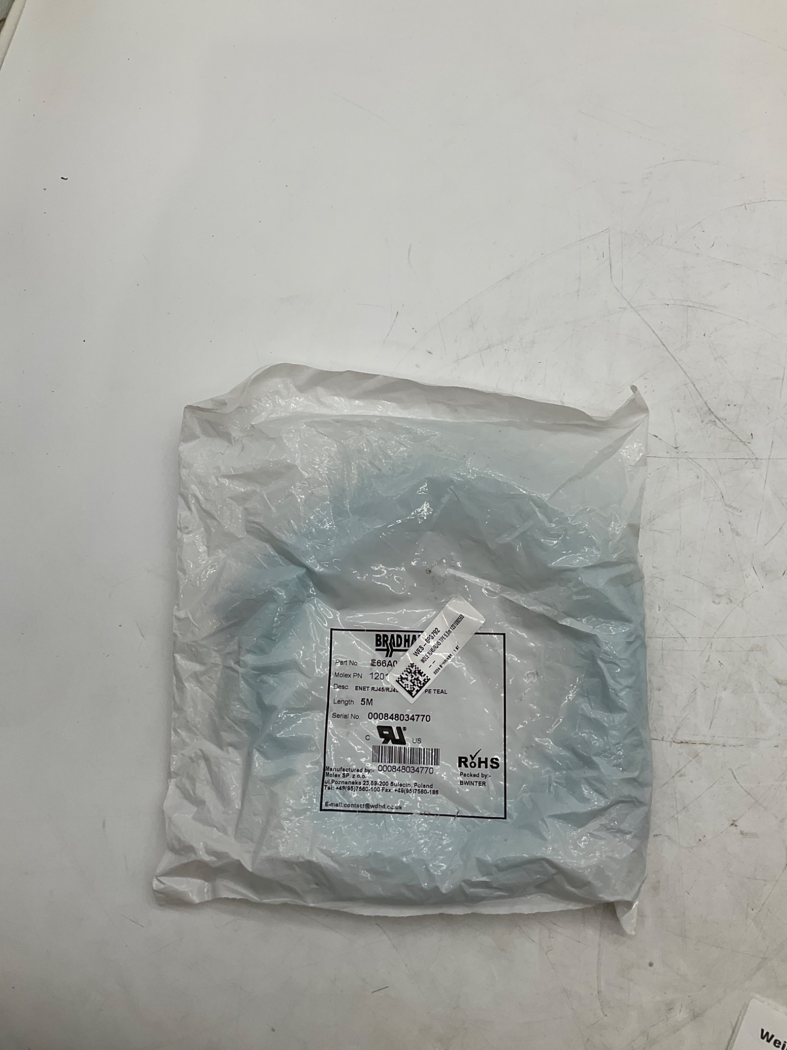 Brad Harrison E66A06004M050 RJ45 To RJ45 Ethernet Cordset 5M NEW 2
