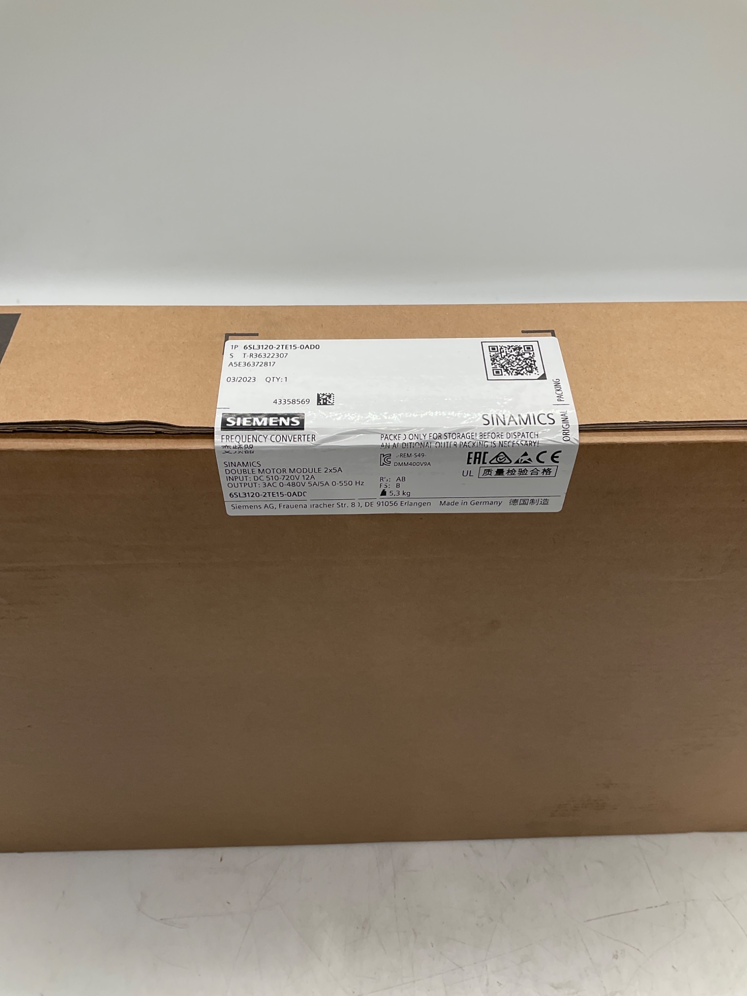 Siemens 6SL3120-2TE15-0AD0 SINAMICS Double Motor Module 2x5A NEW 2