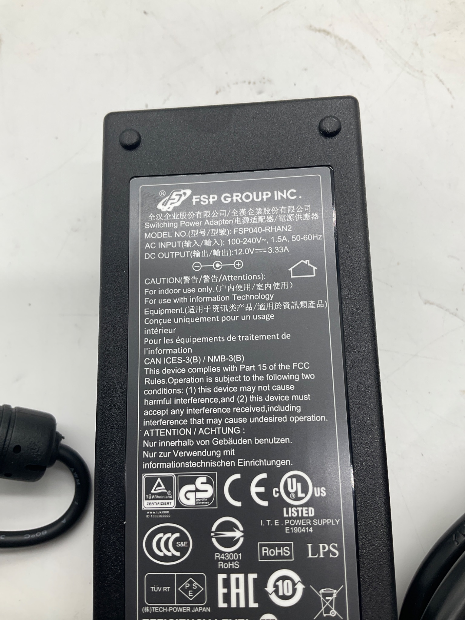 FSP Group FSP040-RHAN2 12V 40W AC Adapter Power Supply USED 5