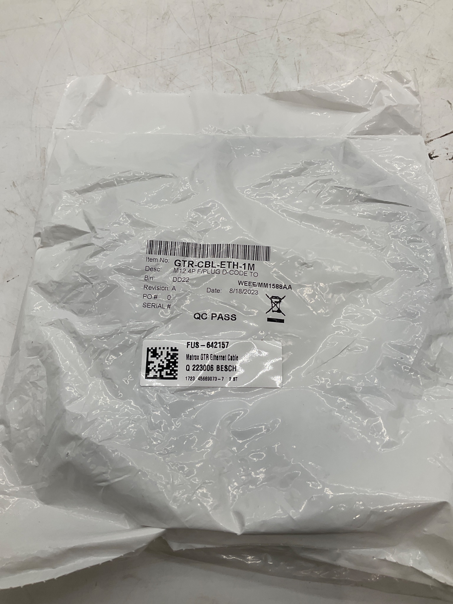 Matrox GTR-CBL-ETH-1M M12 D-Coded Ethernet Cable 1M NEW 1