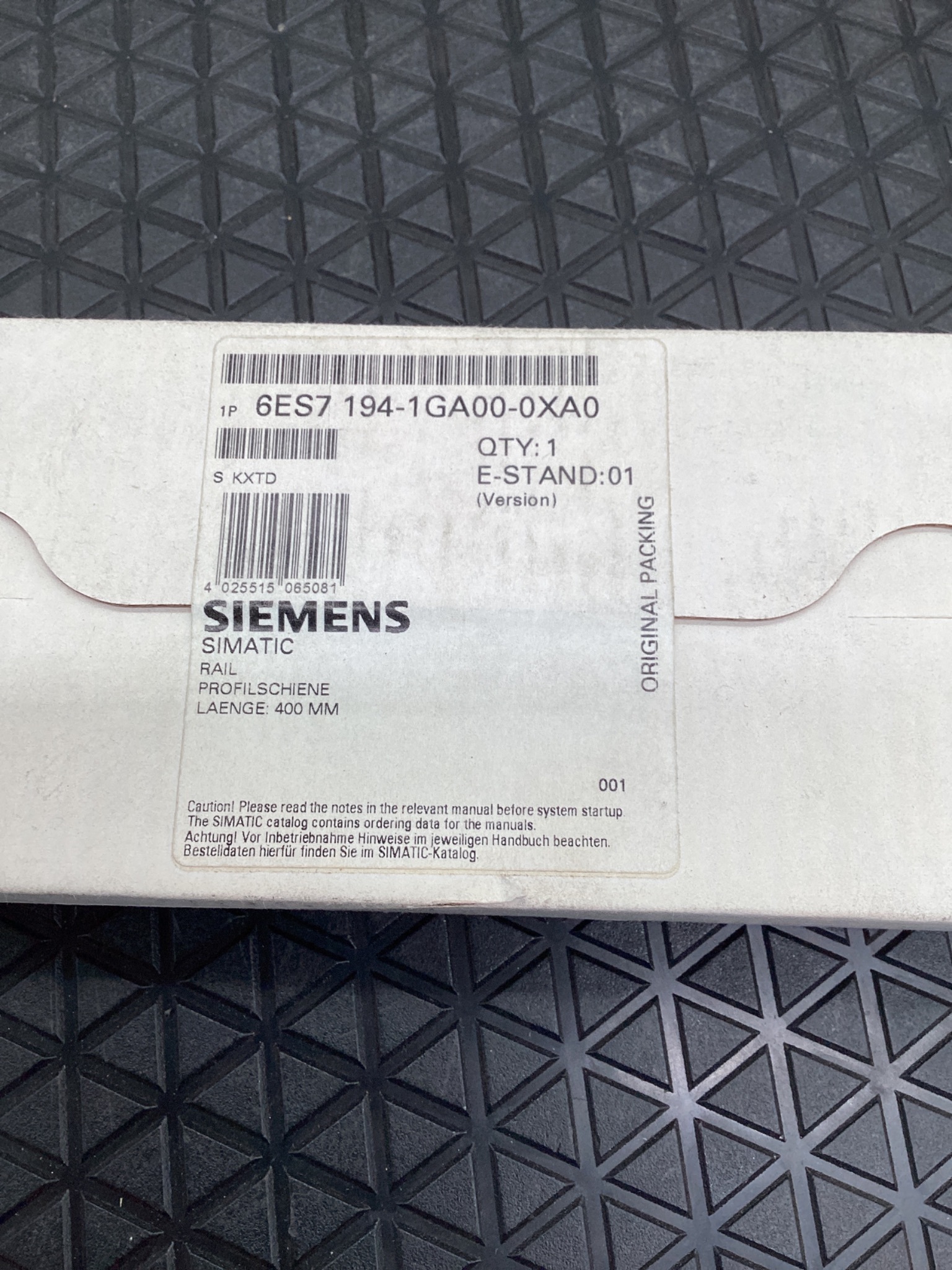 Siemens 6ES7 194-1GA00-0XA0 SIMATIC ET200S Mounting Rail 400mm NEW 1