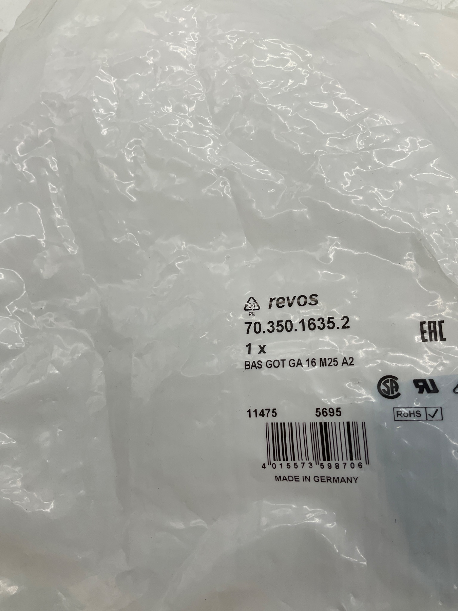 Wieland 70.350.1635.2 Revos BAS GOT GA 16 M25 A2 Hood NEW 0