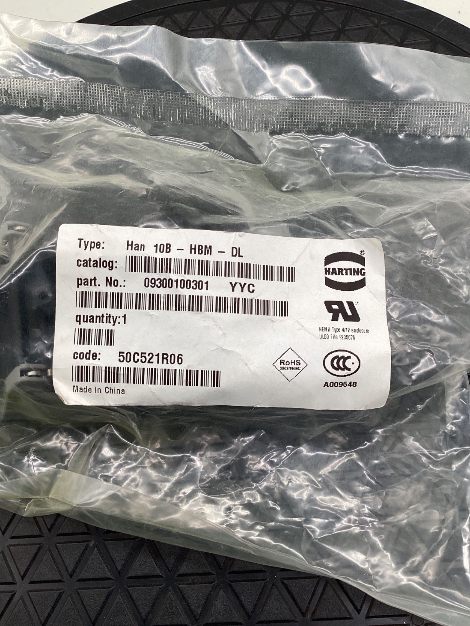 Harting 09300100301 Han 10B-HBM-DL Bulkhead Mount Housing NEW 2
