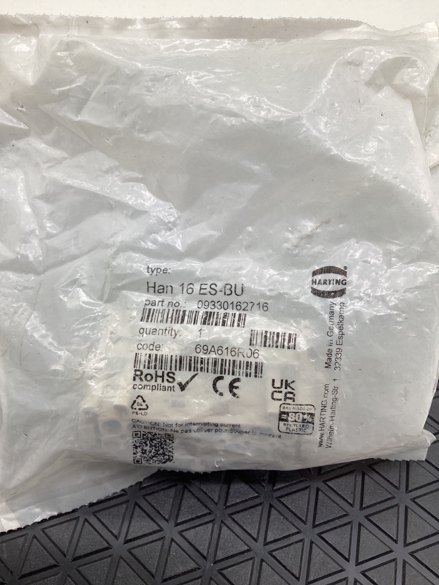 Harting 09330162716 Han 16 ES-BU Female Insert 16 Position NEW 1