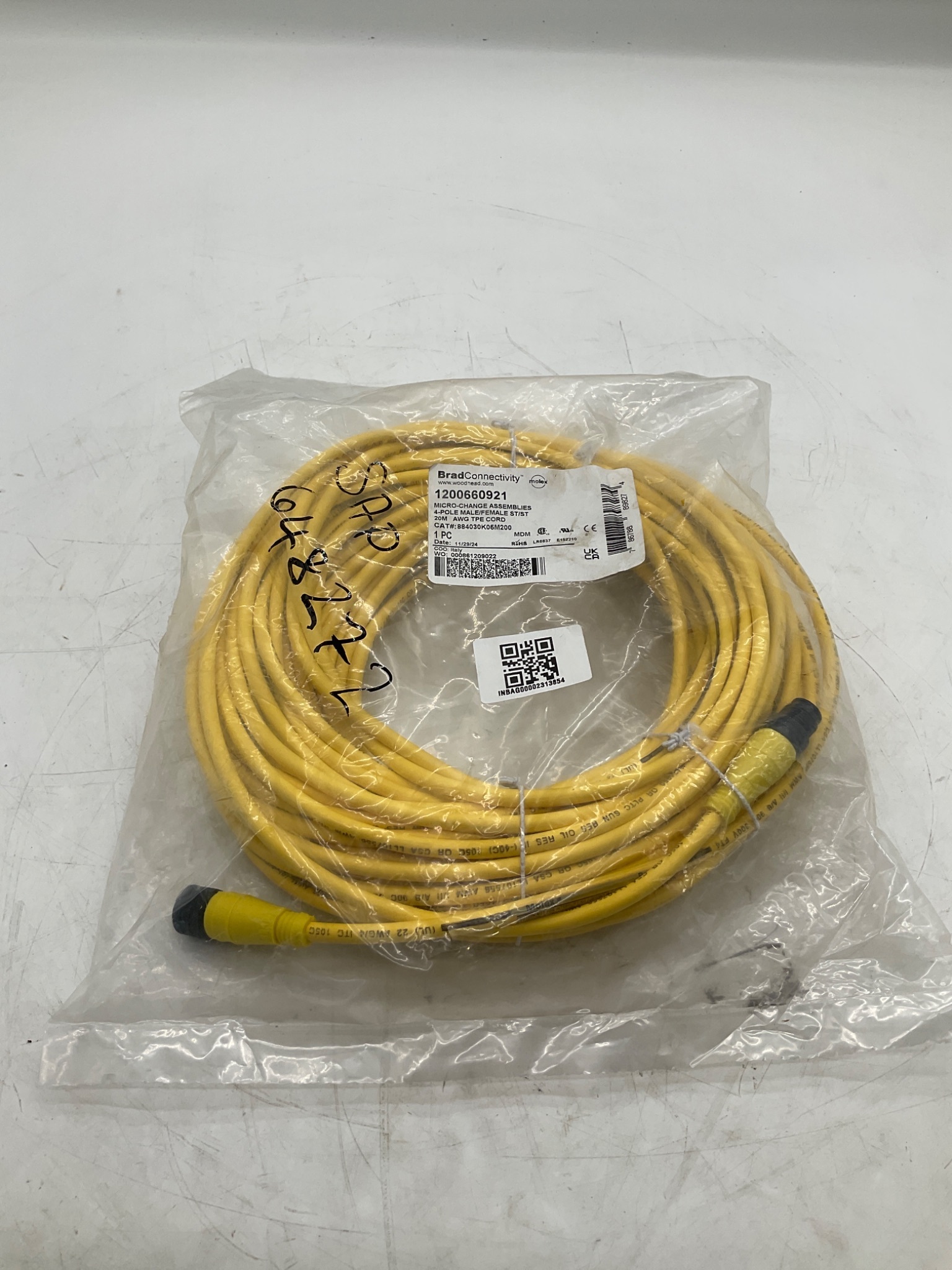 BRAD CONNECTIVITY 1200660921 4-Pole Male Female Micro-Change Cordset 20M NEW 0
