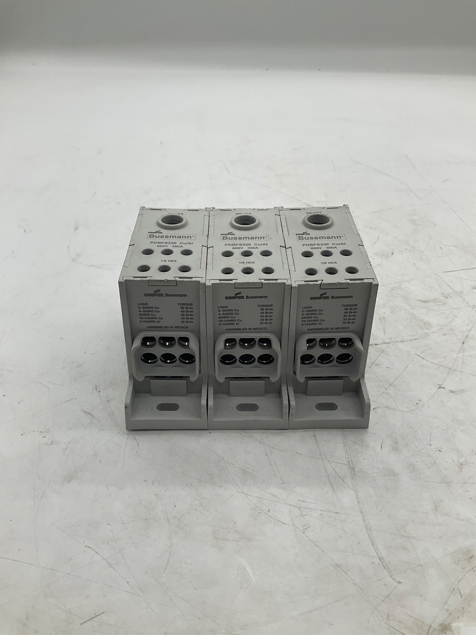 BUSSMANN PDBFS330 Power Distribution Block Cu/Al 380A 600V (Lot of 3) USED 0
