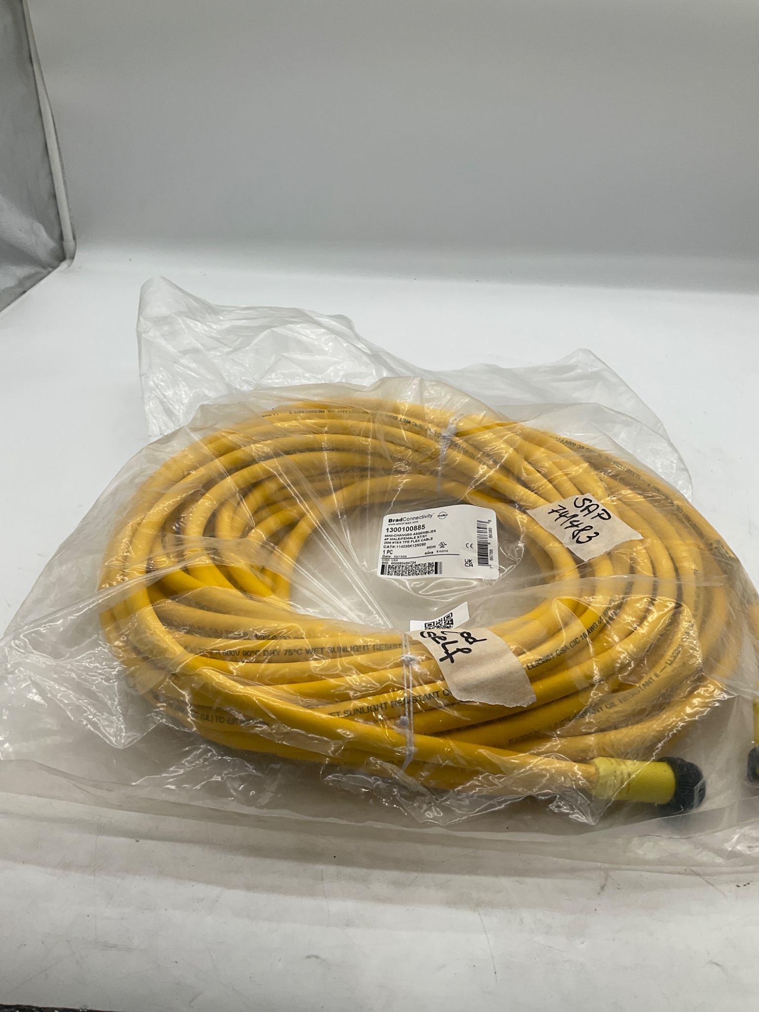 BRAD CONNECTIVITY 1300100885 / 114030K12M250 4-Pole Male Female Mini-Change Cordset 25M NEW 0