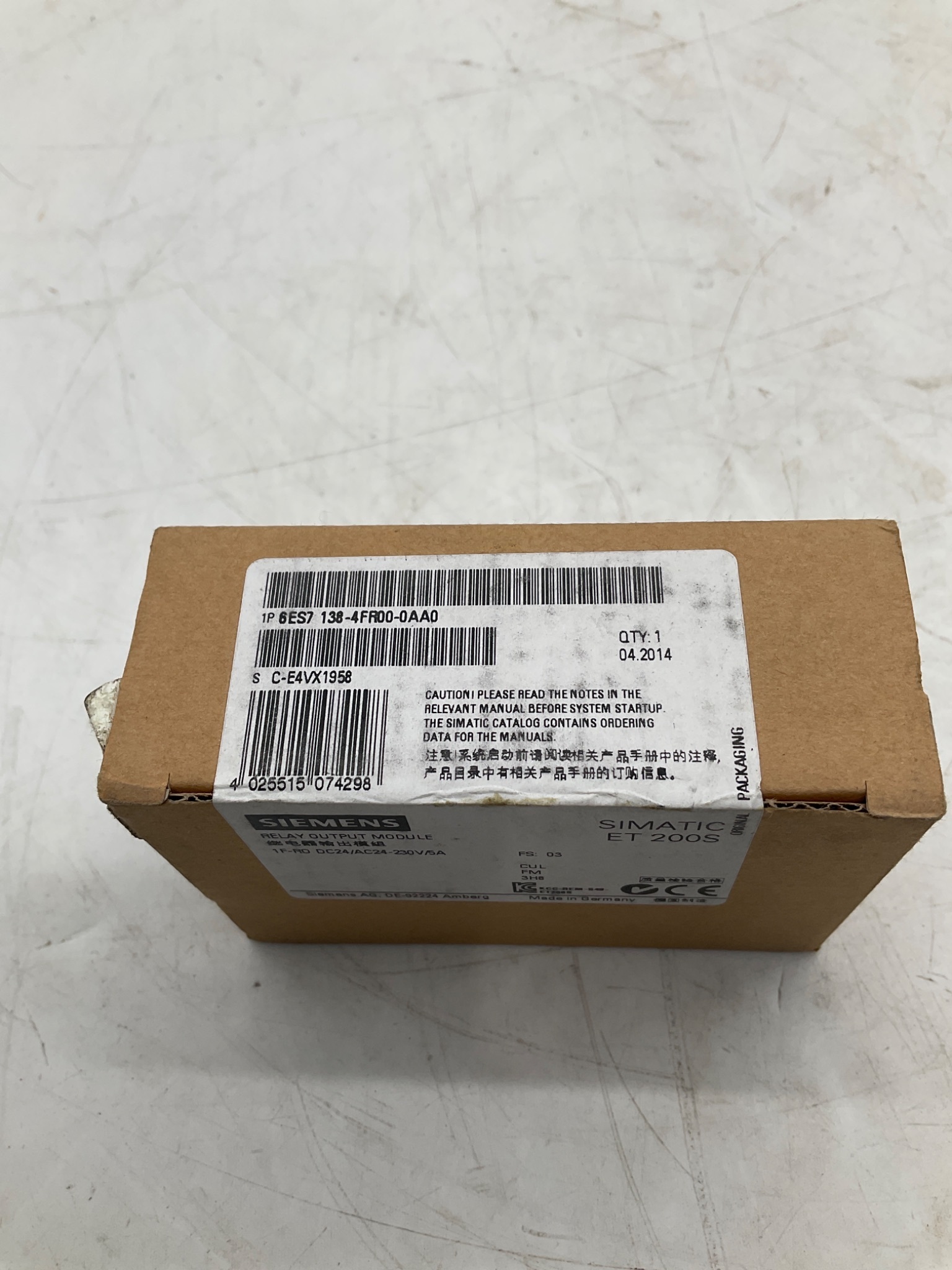 SIEMENS 6ES7 138-4FR00-0AA0 SIMATIC ET200S Relay Output Module NEW 1