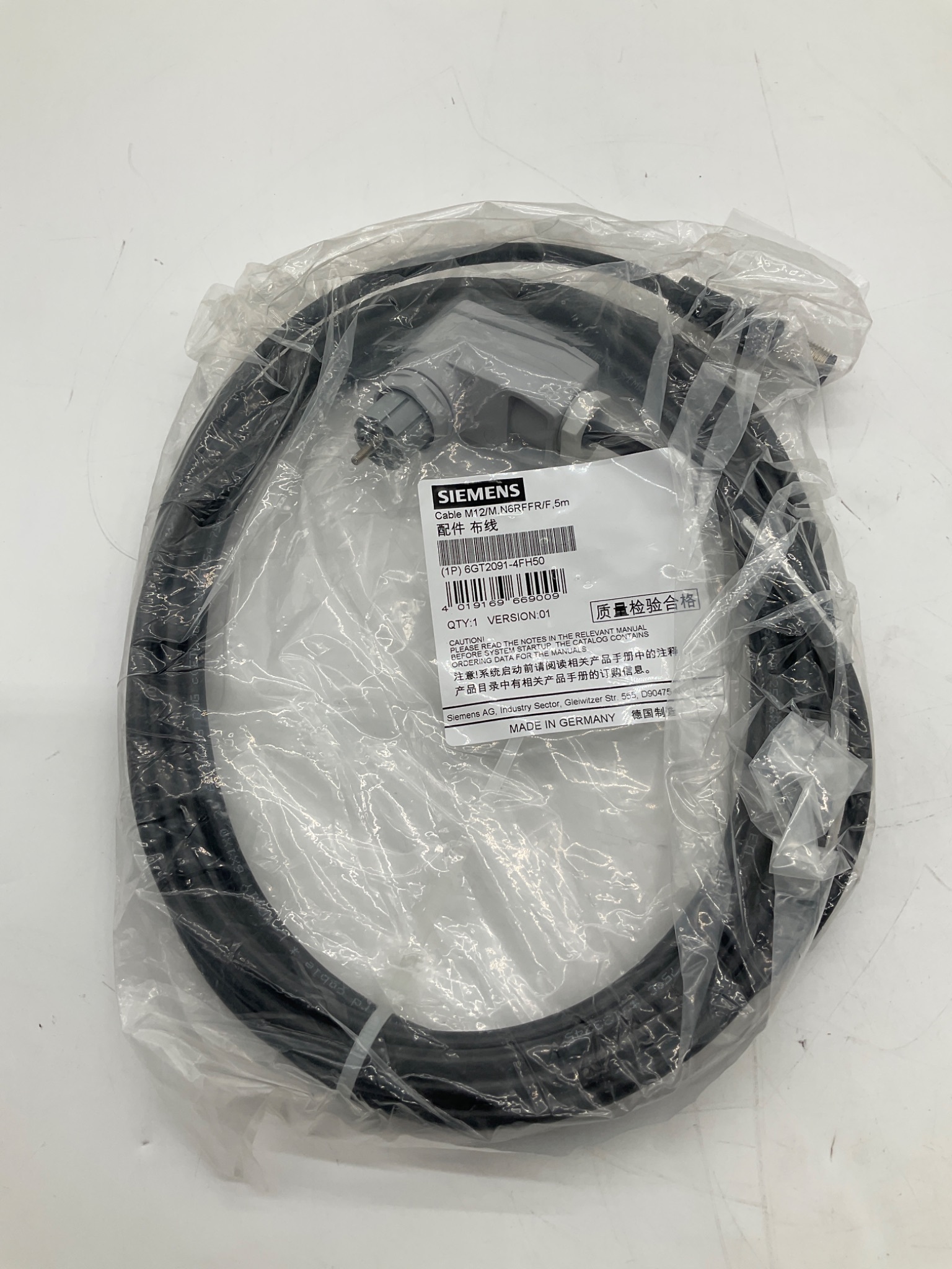 SIEMENS 6GT2091-4FH50 SIMATIC RF600 Connection Cable 5M NEW 0