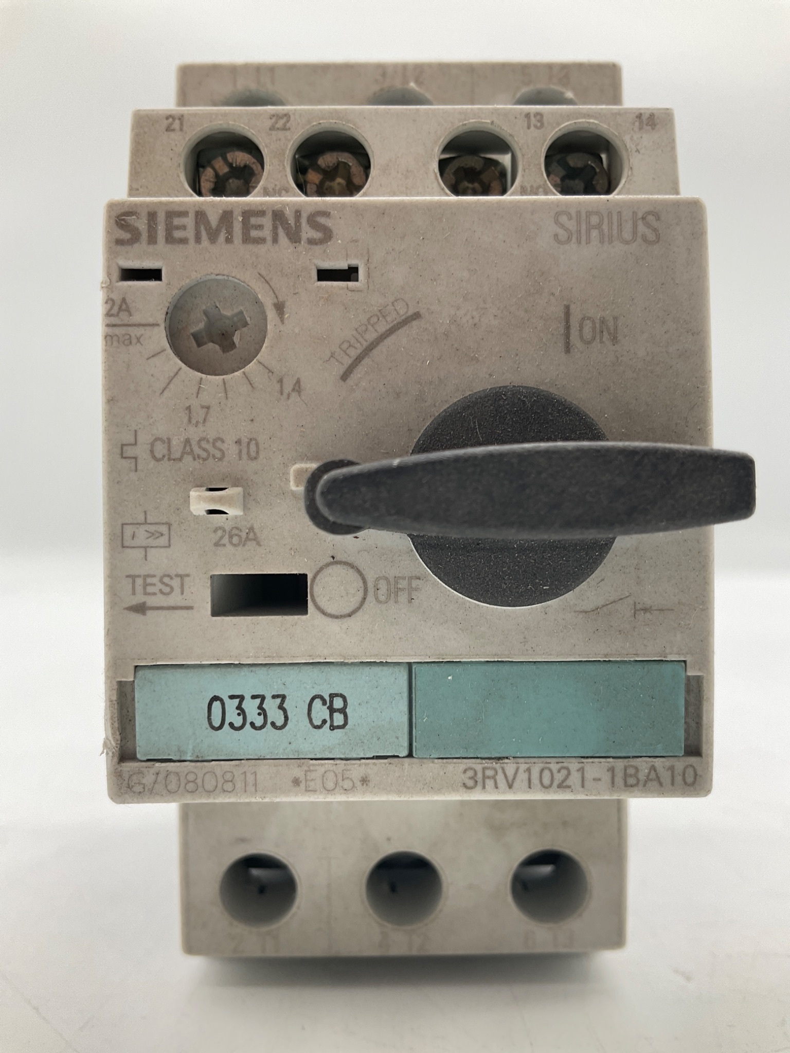 SIEMENS 3RV1021-1BA10 Motor Protection Circuit Breaker 1.4-2.0A USED 0